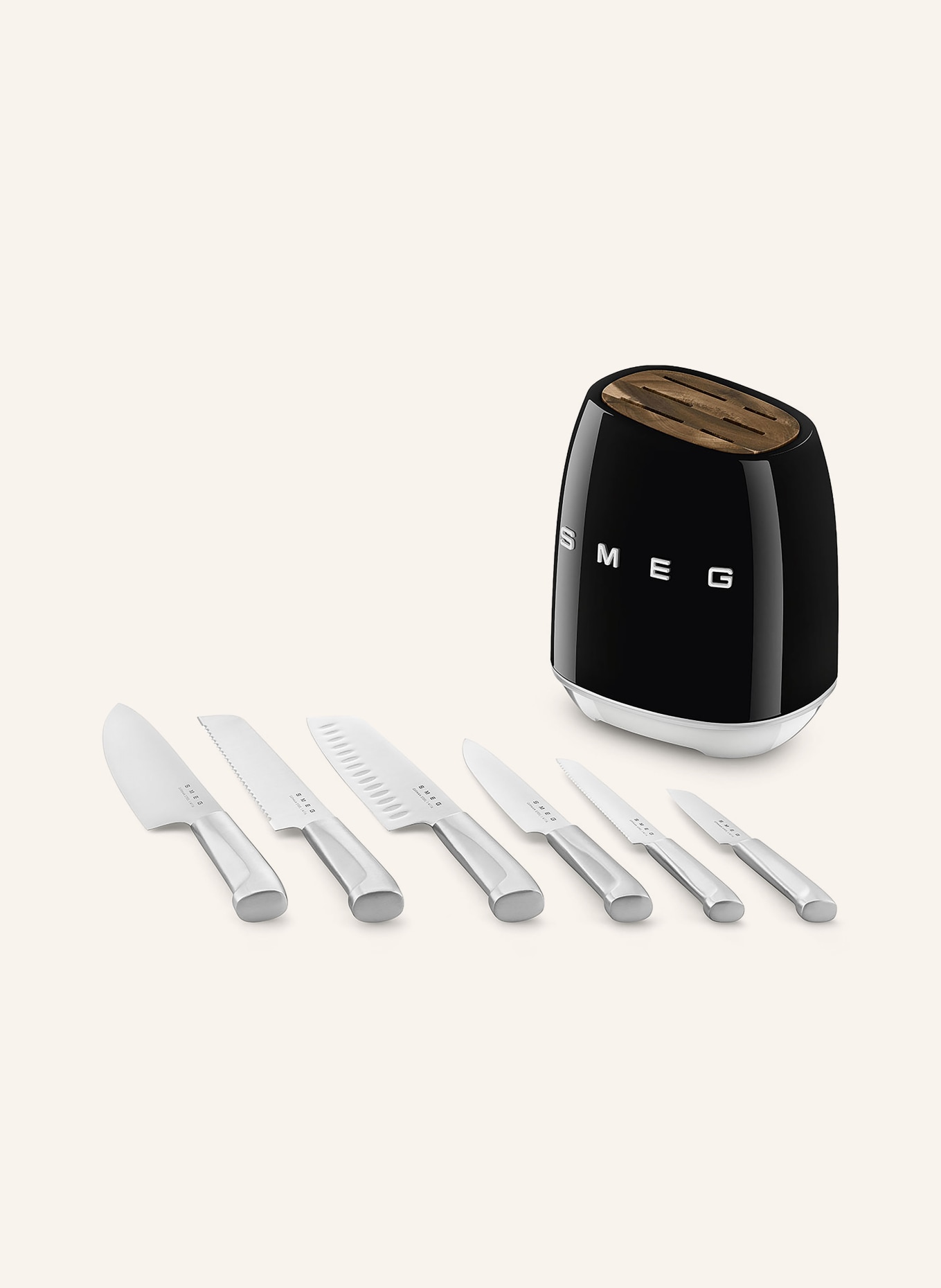 SMEG 7-tlg. Messerblock KBSF02: SCHWARZ
