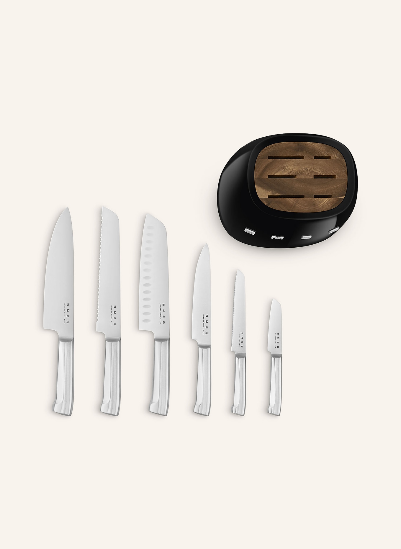 SMEG 7-tlg. Messerblock KBSF02: SCHWARZ