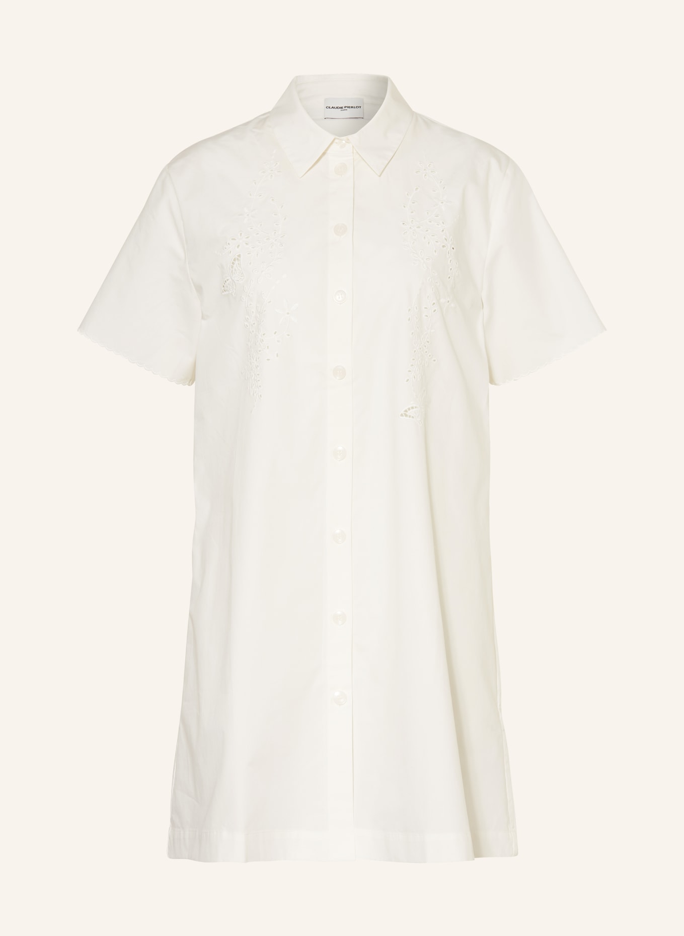 CLAUDIE PIERLOT Hemdblusenkleid mit Lochspitze, Farbe: WEISS (Bild 1)