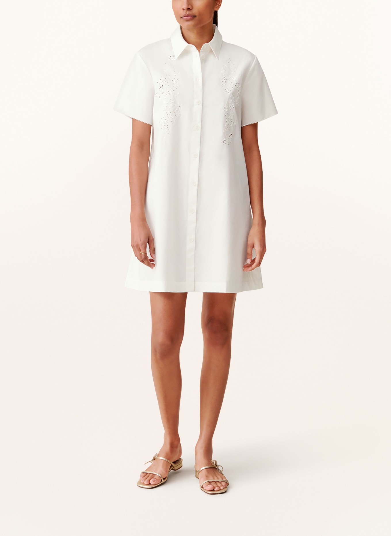 CLAUDIE PIERLOT Hemdblusenkleid mit Lochspitze, Farbe: WEISS (Bild 2)