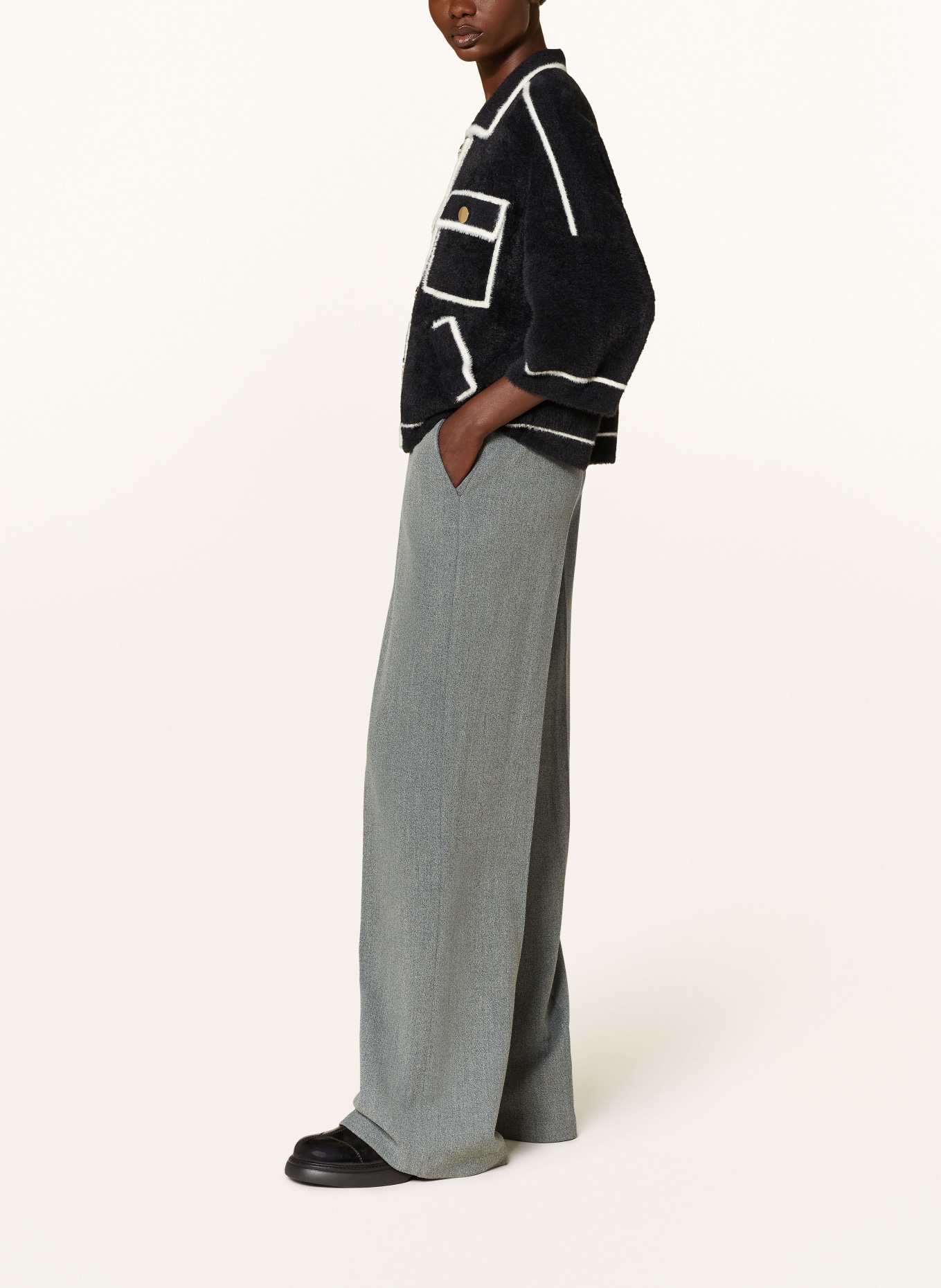 ESSENTIEL ANTWERP Wide leg trousers GHOUL, Color: GRAY (Image 4)