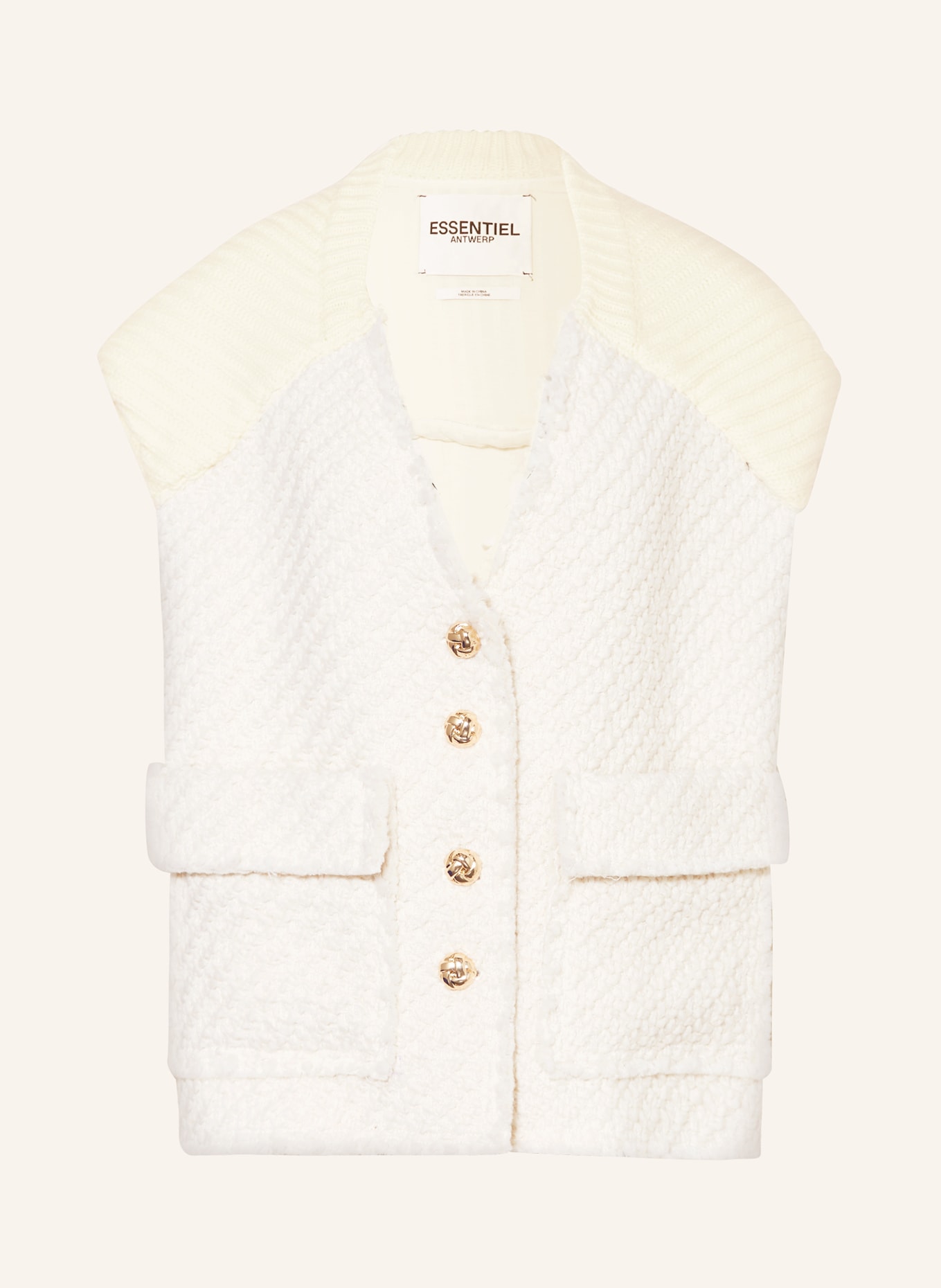 ESSENTIEL ANTWERP Knit vest GEOLOGIC, Color: ECRU (Image 1)