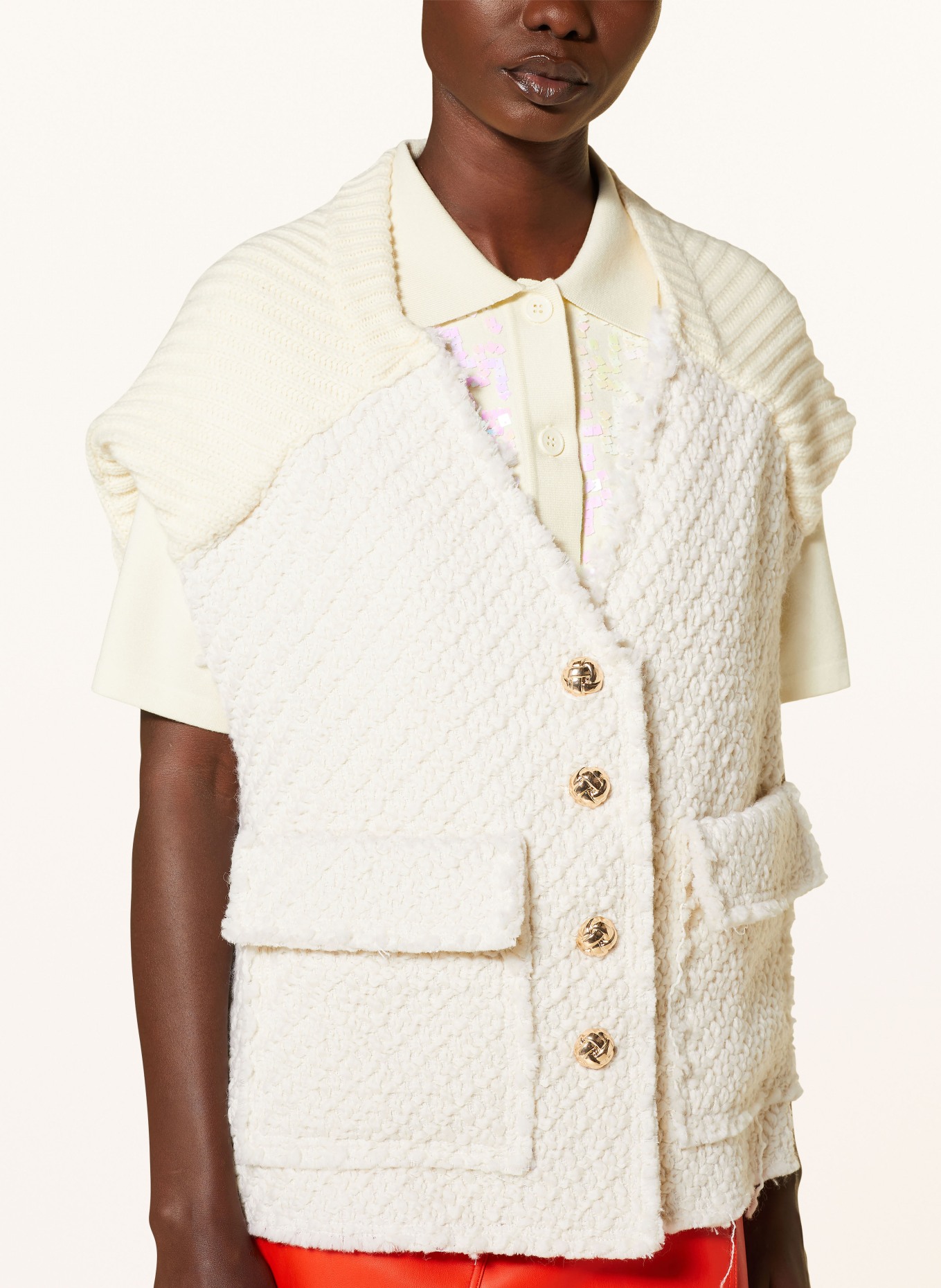 ESSENTIEL ANTWERP Knit vest GEOLOGIC, Color: ECRU (Image 4)