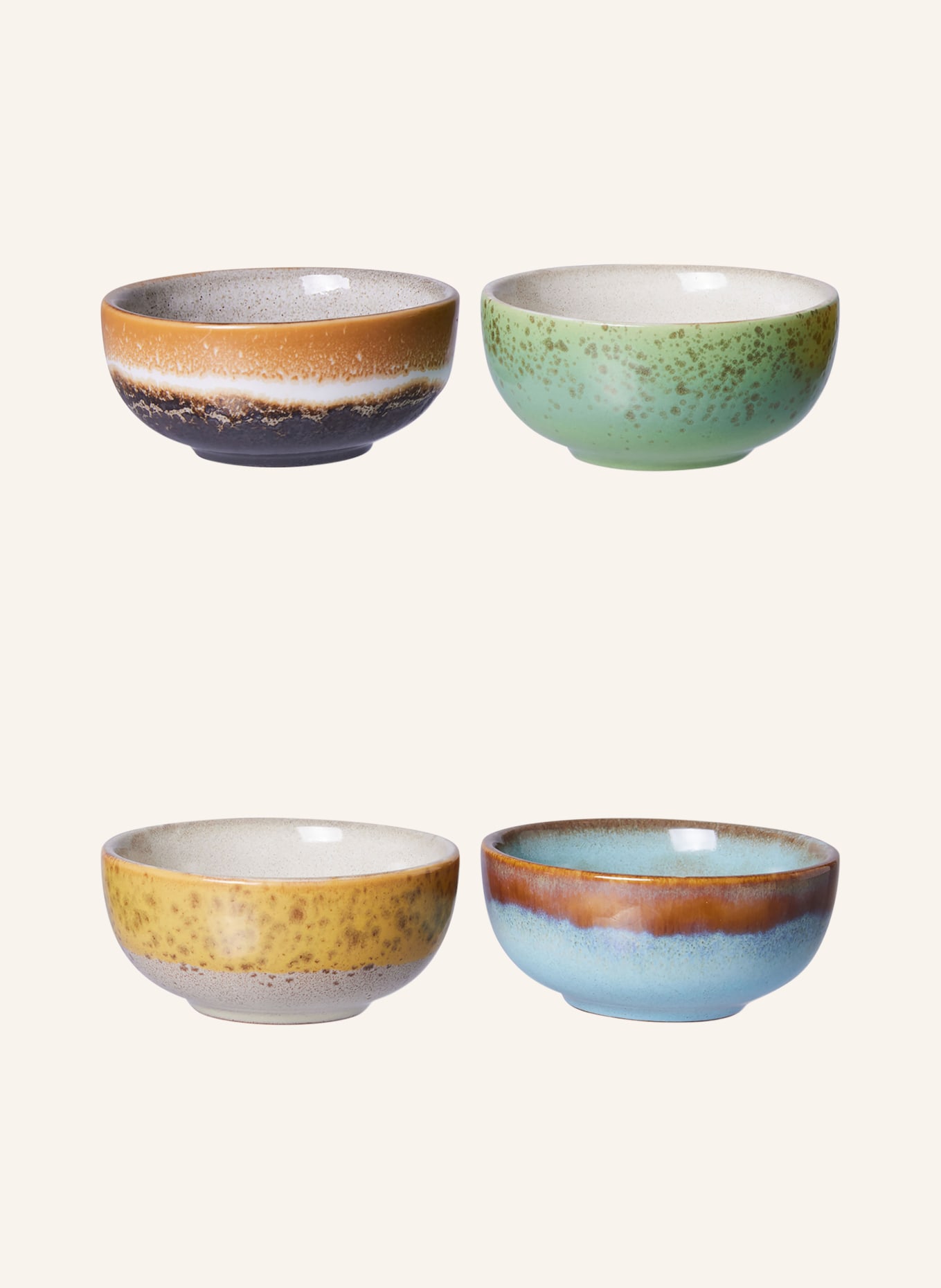 HK living Set of 4 bowls CASTOR XS, Color: CREAM/ LIGHT GREEN/ TURQUOISE (Image 1)