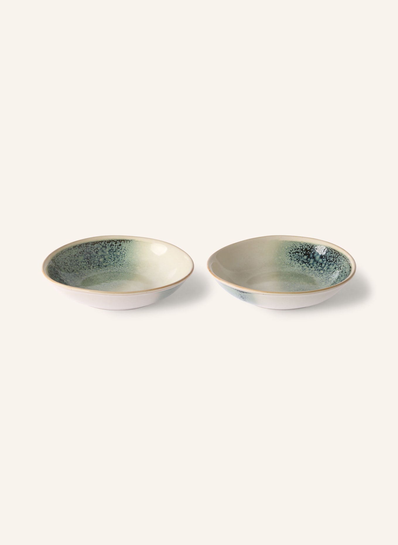 HK living Set of 2 bowls MIST, Color: ECRU/ GREEN (Image 1)