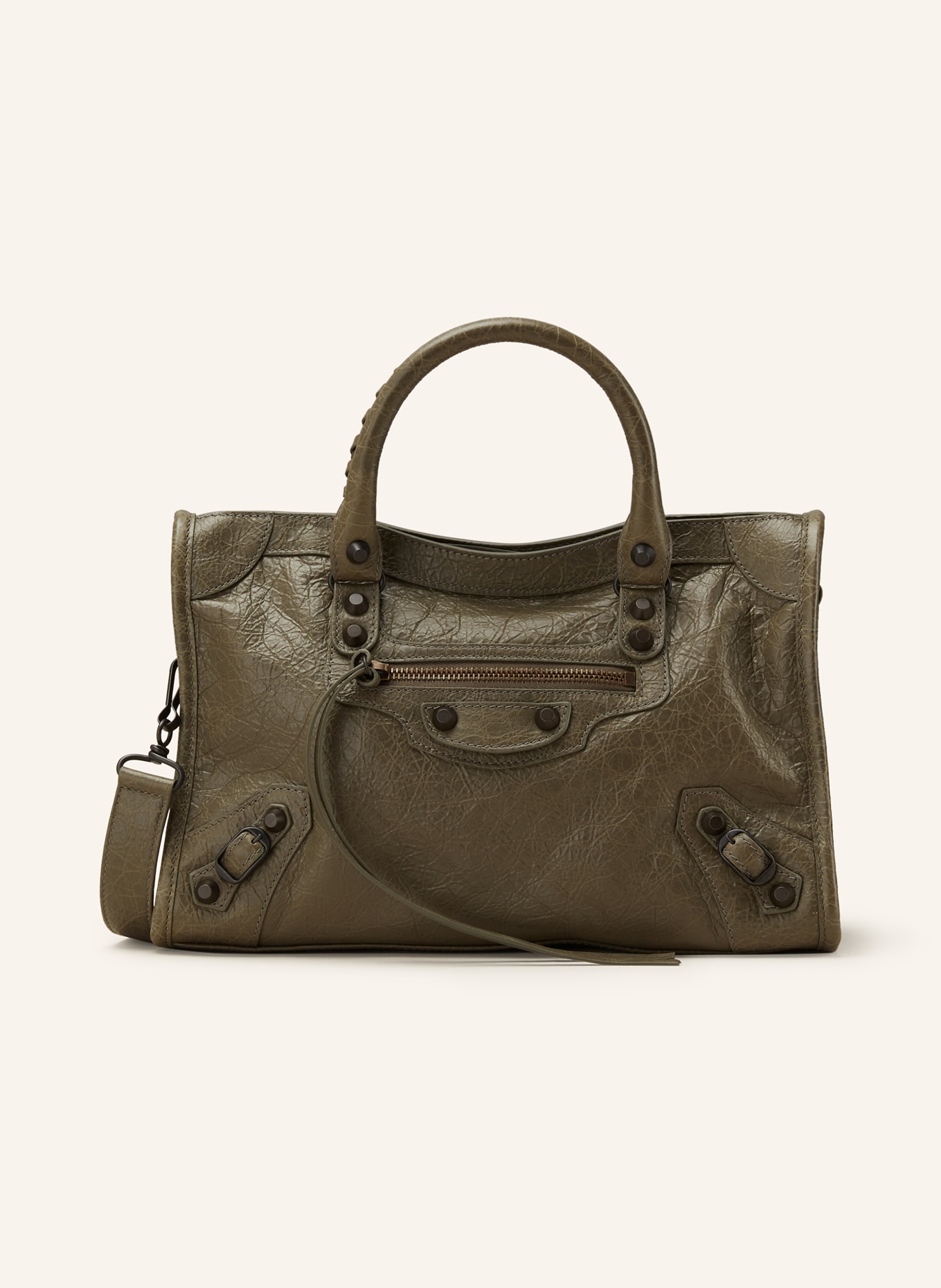 BALENCIAGA Handtasche LE CITY BAG SMALL mit Nieten: KHAKI