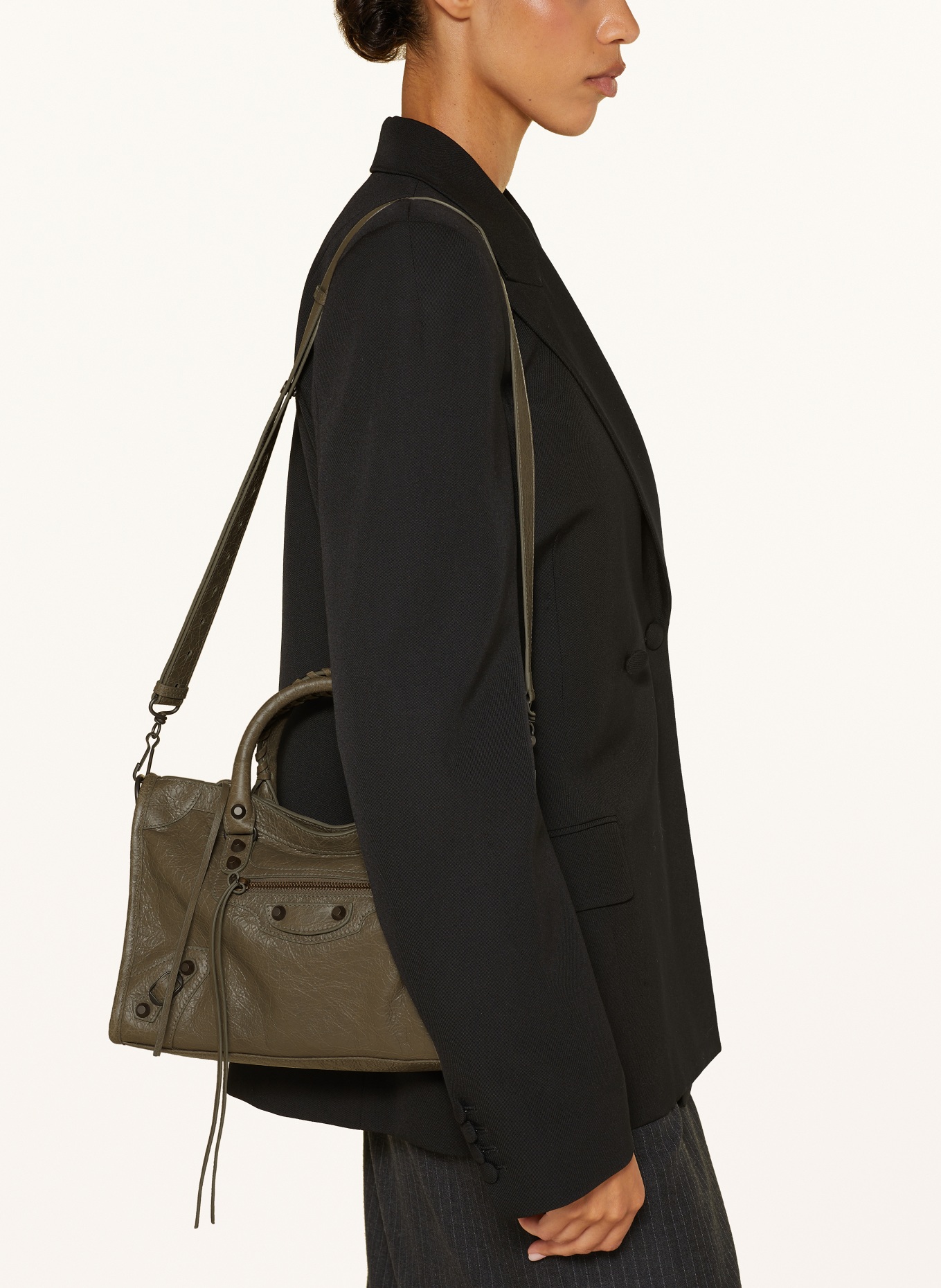 BALENCIAGA Handtasche LE CITY BAG SMALL mit Nieten: KHAKI