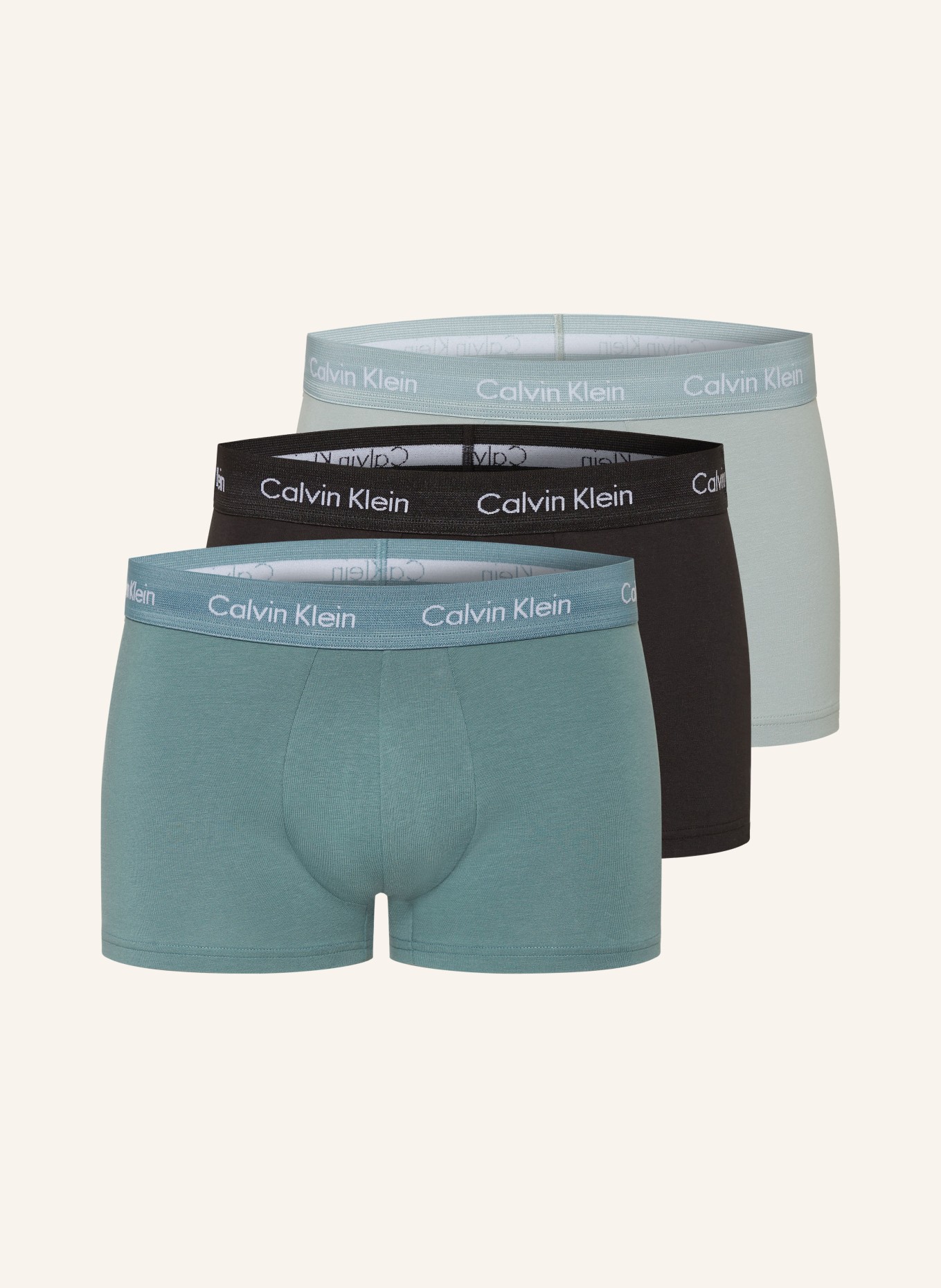 Calvin Klein 3-pack boxer shorts COTTON STRETCH: MINT / BLACK / TURQUOISE