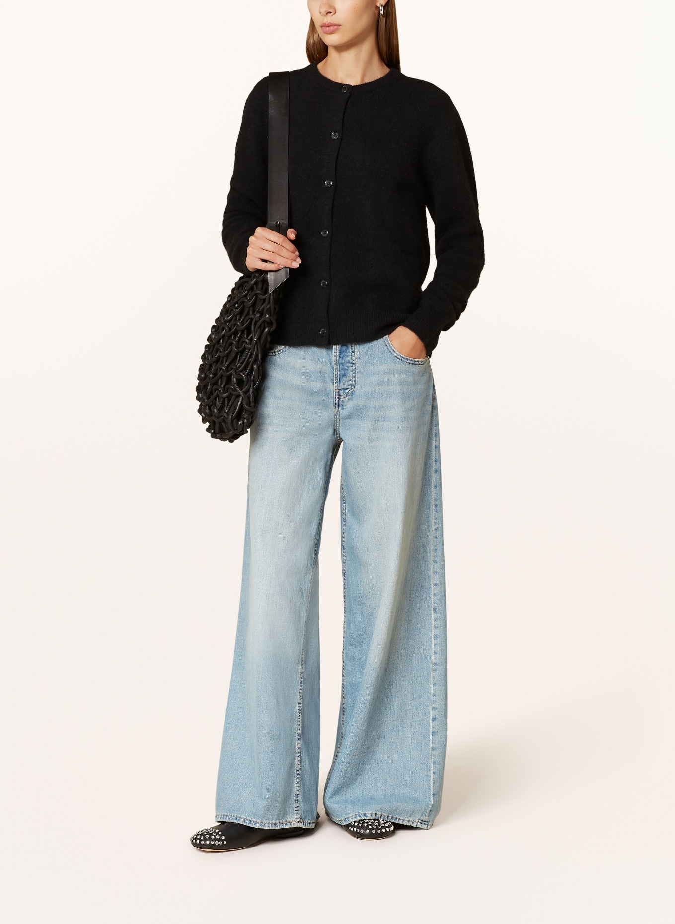 SAMSØE  SAMSØE Strickjacke NOR mit Alpaka: SCHWARZ