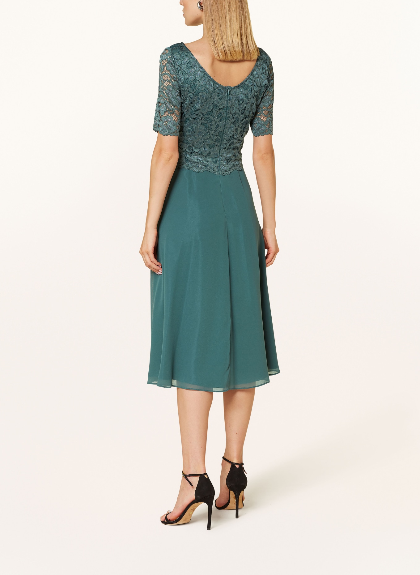 Vera Mont Cocktailkleid mit Spitzenbesatz: PETROL