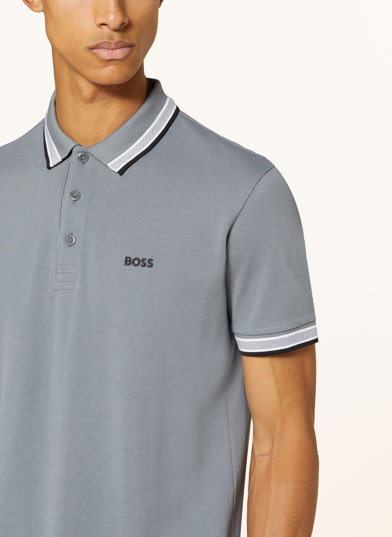 BOSS Piqué polo shirt PADDY CURVED regular fit, Color: GRAY (Image 4)