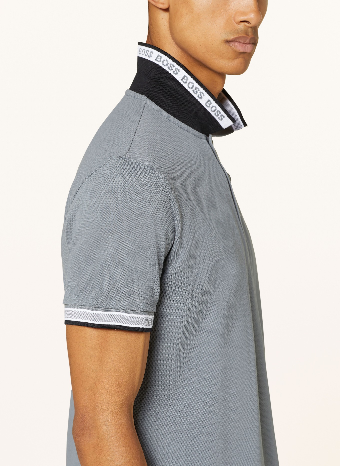 BOSS Piqué polo shirt PADDY CURVED regular fit, Color: GRAY (Image 5)