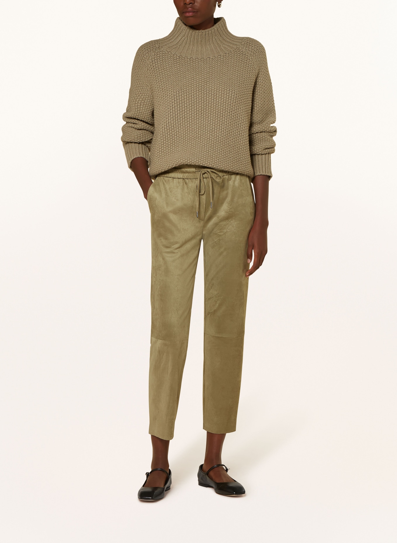 Juvia Hose im Jogging-Stil in Lederoptik: OLIV