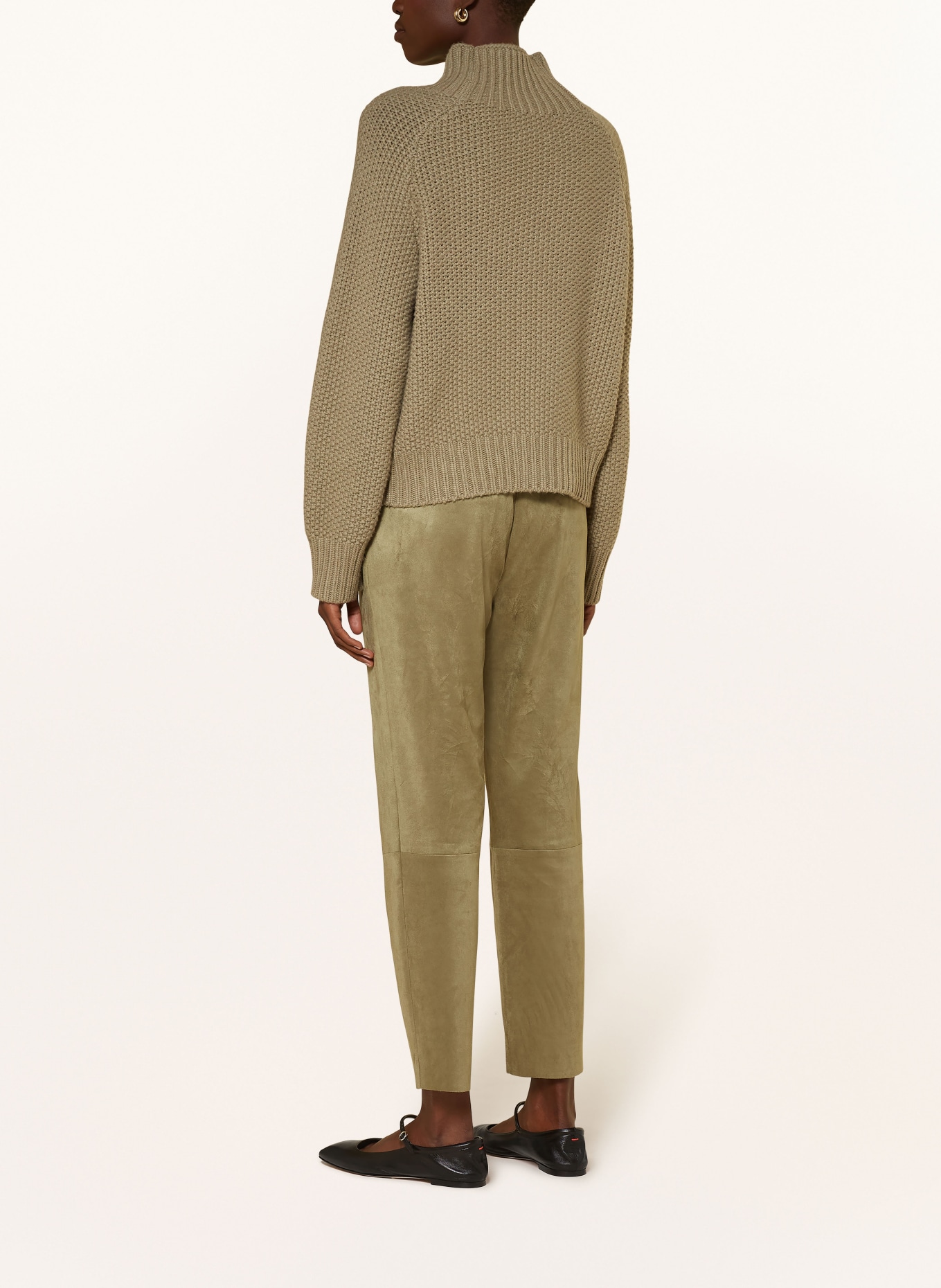 Juvia Hose im Jogging-Stil in Lederoptik: OLIV