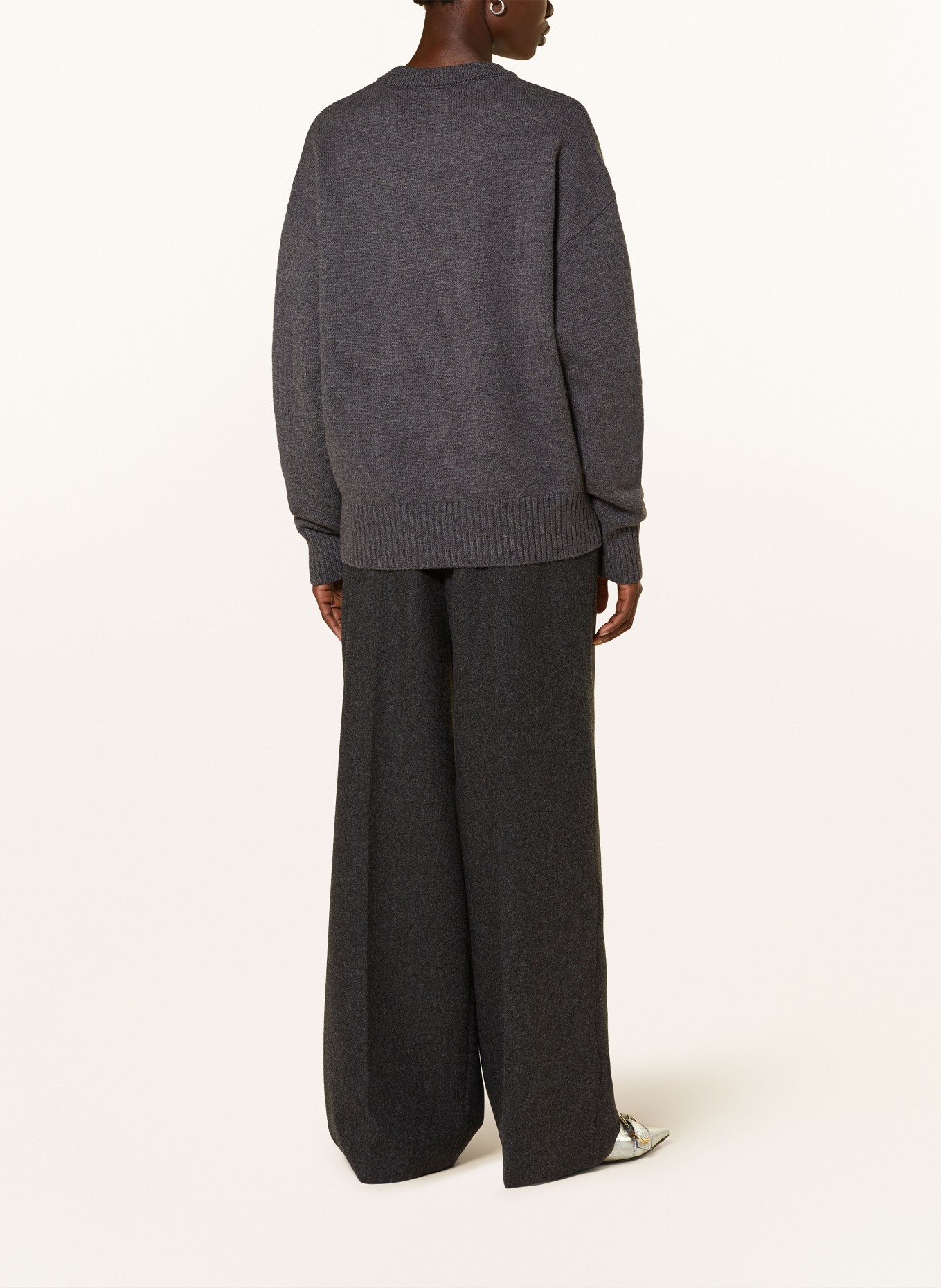 AMI PARIS Sweater: DARK GRAY / RED