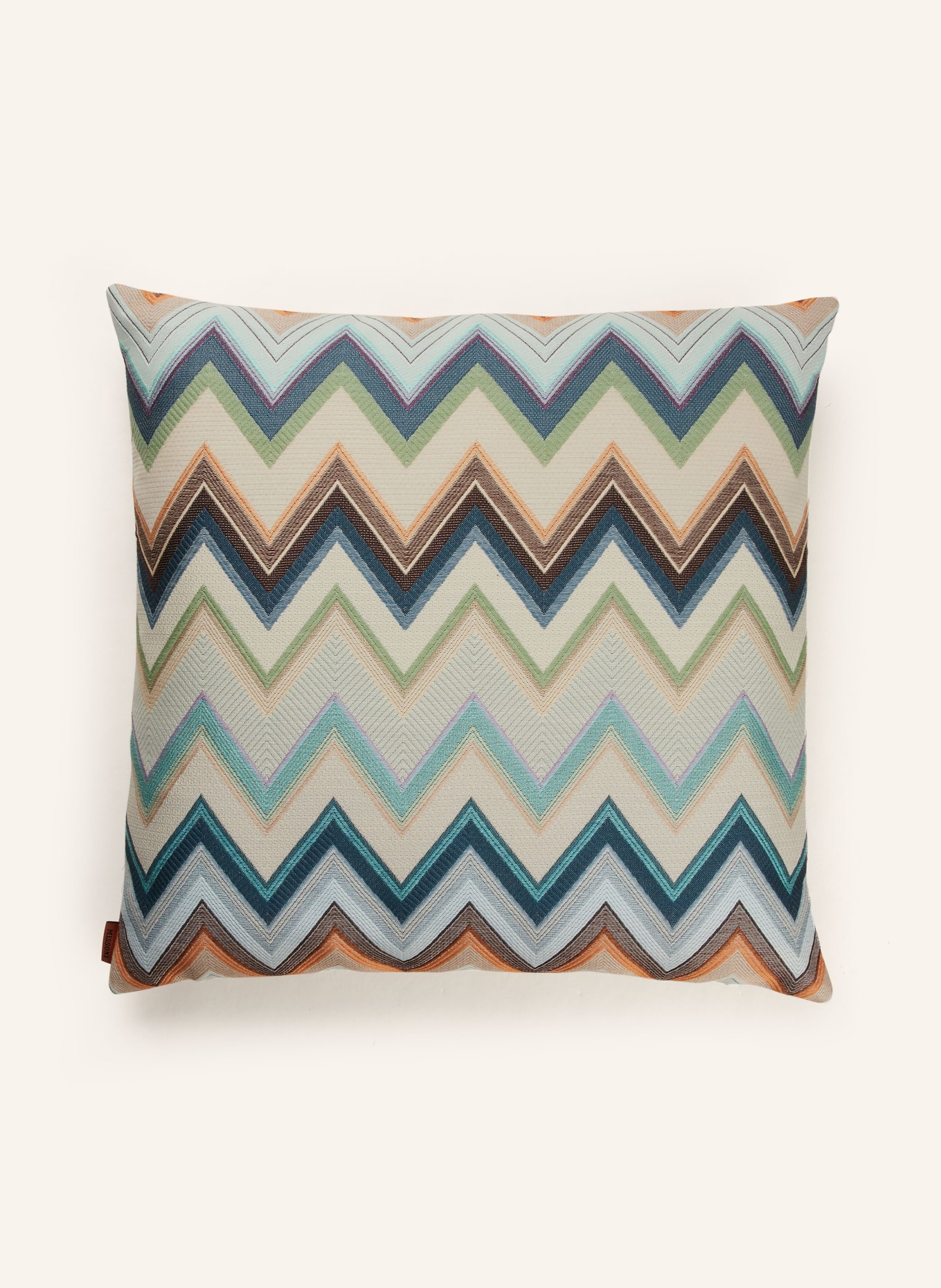 MISSONI Home Dekokissen AGADIR mit Daunenfüllung: PETROL / DUNKELBRAUN / HELLGRÜN