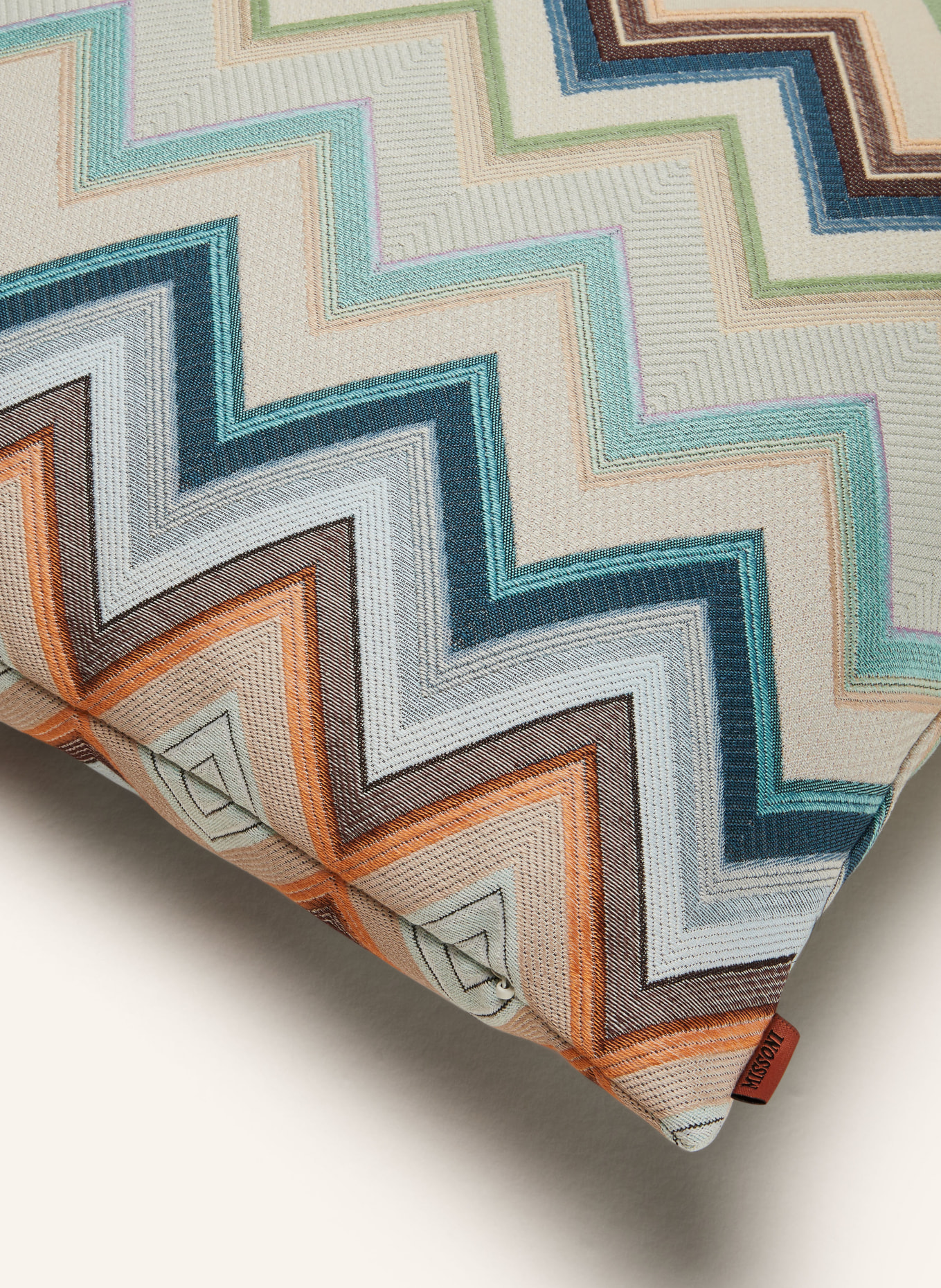 MISSONI Home Dekokissen AGADIR mit Daunenfüllung: PETROL / DUNKELBRAUN / HELLGRÜN