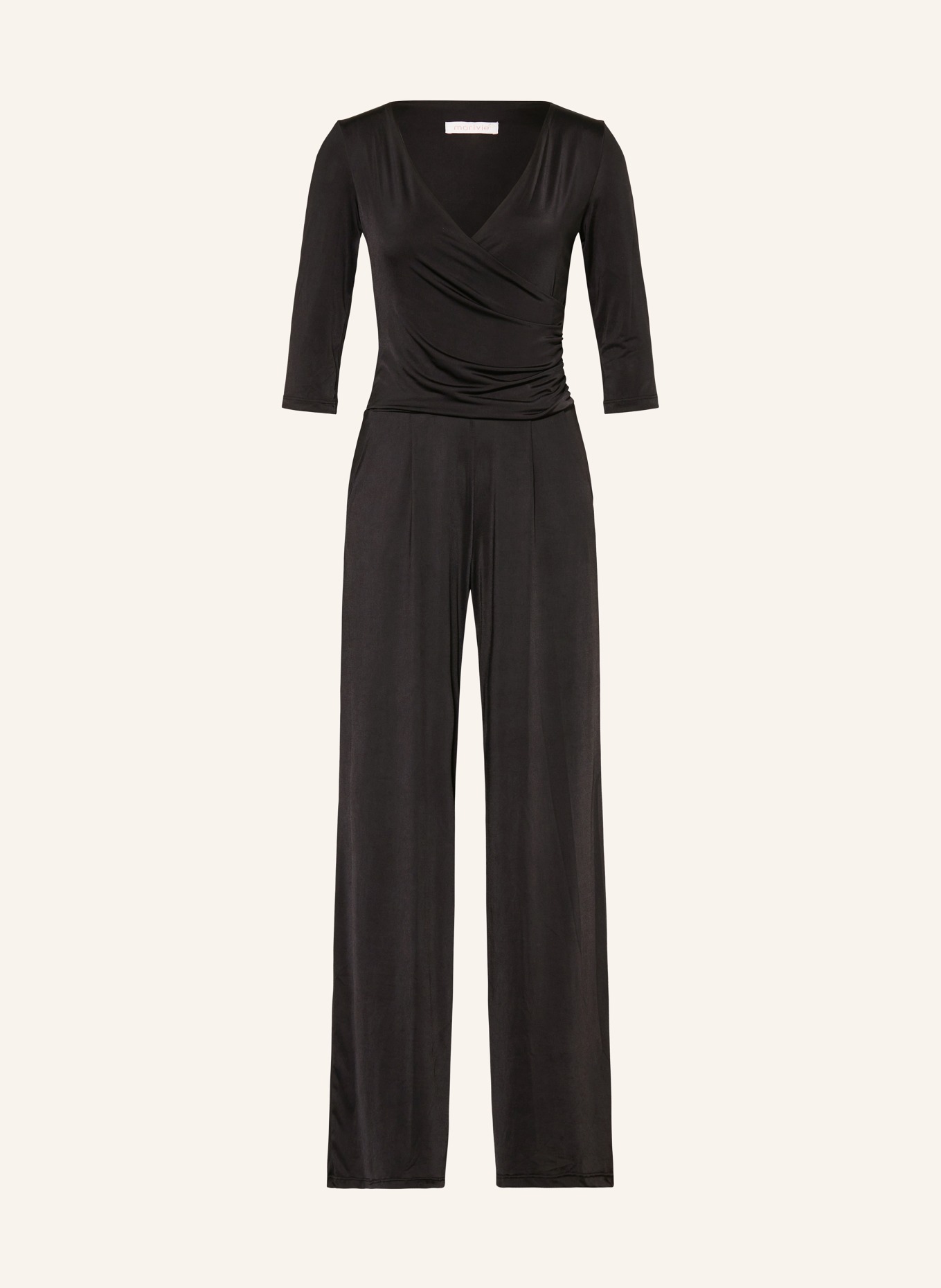 Black jersey jumpsuit with sleeves on sale