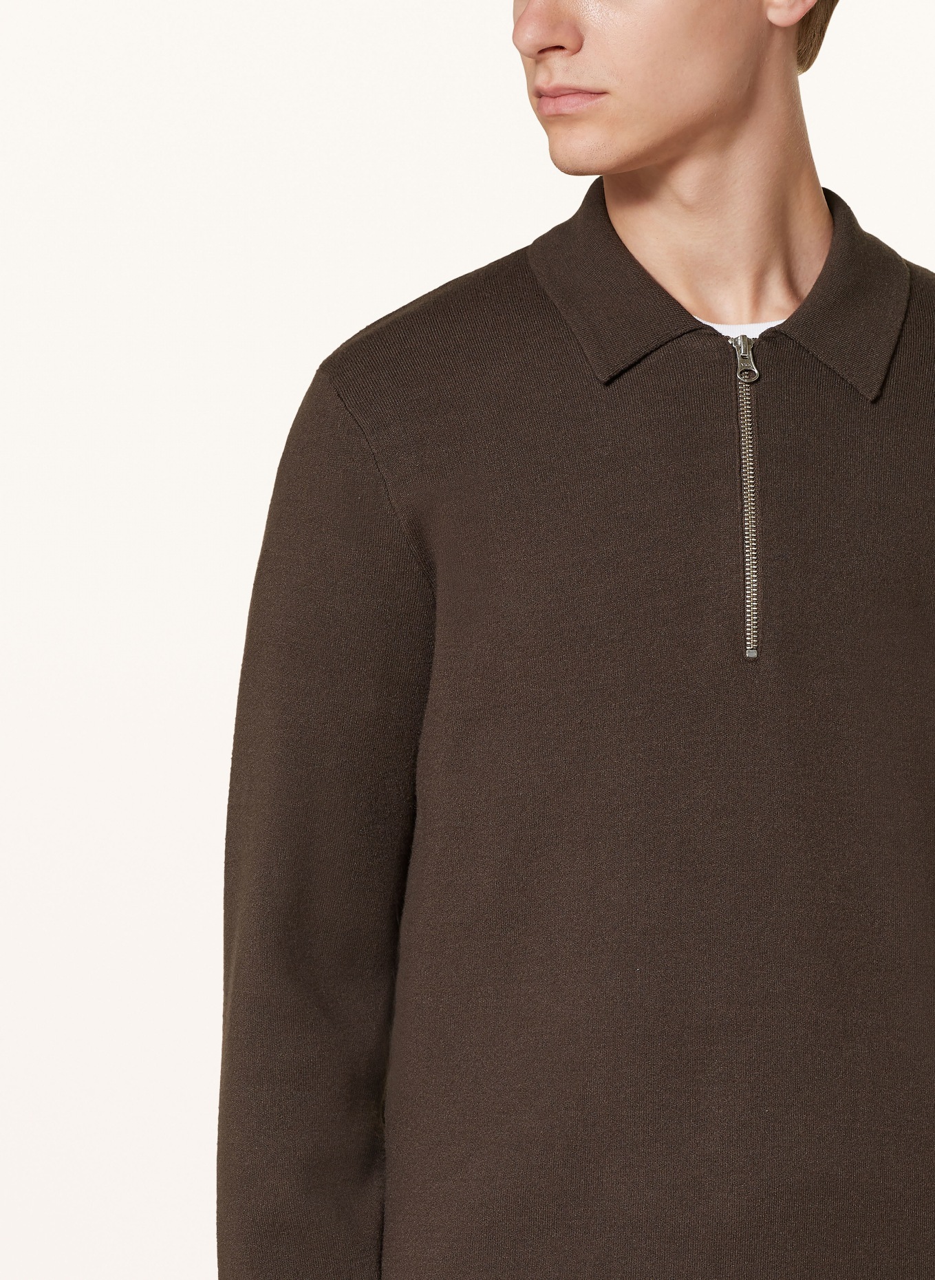 SAMSØE  SAMSØE Strick-Poloshirt GUNA: DUNKELBRAUN