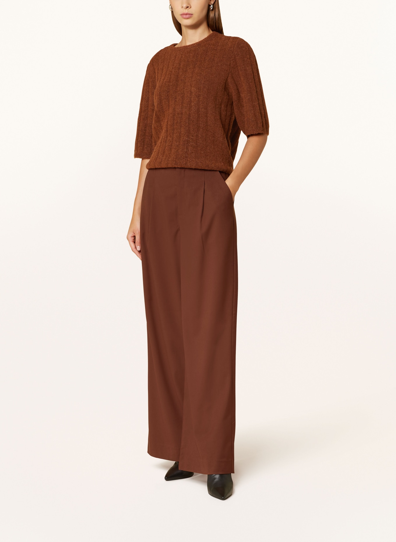 GESTUZ Wide leg trousers PAULAGZ, Color: BROWN (Image 2)