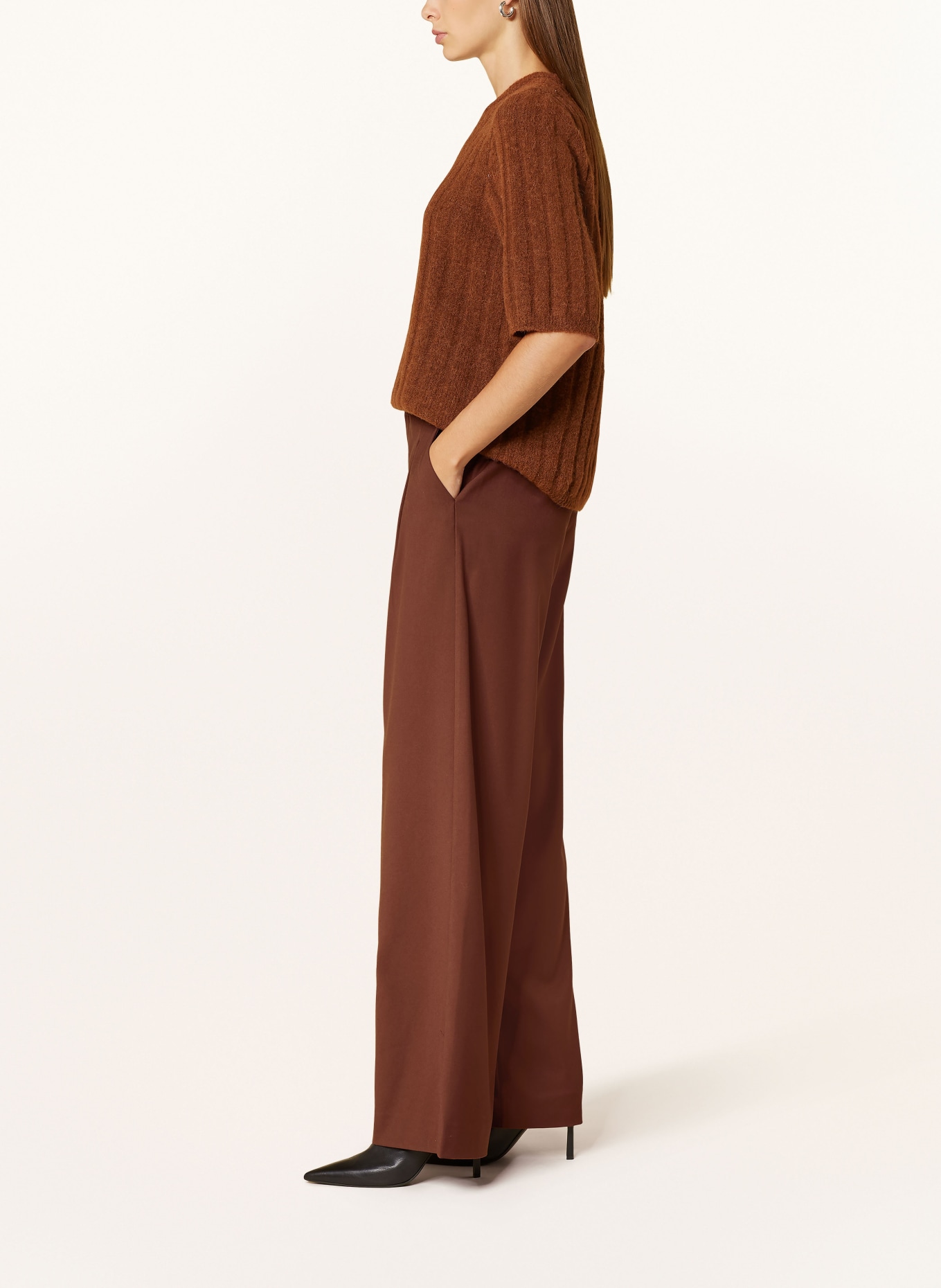 GESTUZ Wide leg trousers PAULAGZ, Color: BROWN (Image 4)