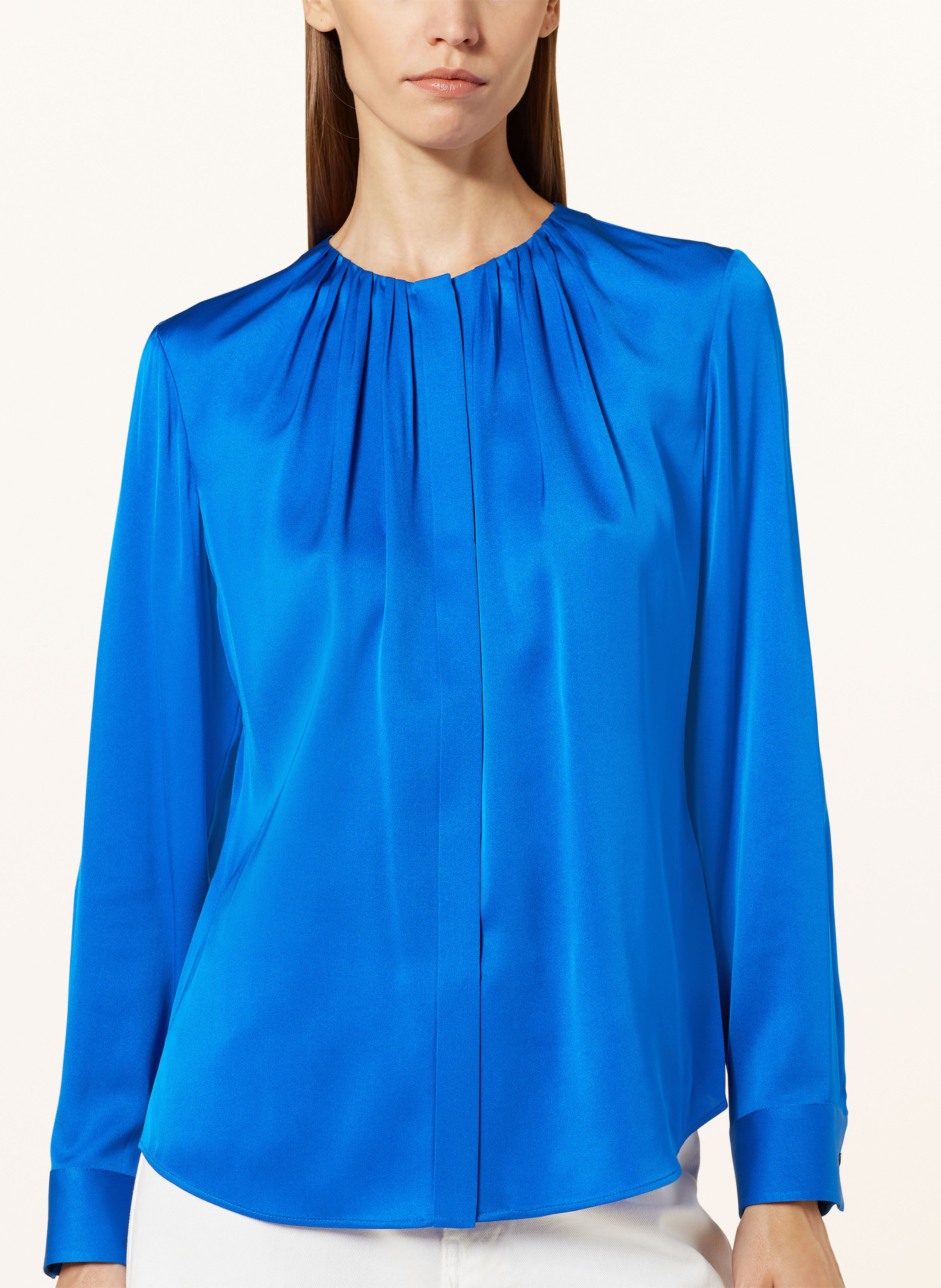 BOSS Bluse BANORAH aus Seide: BLAU