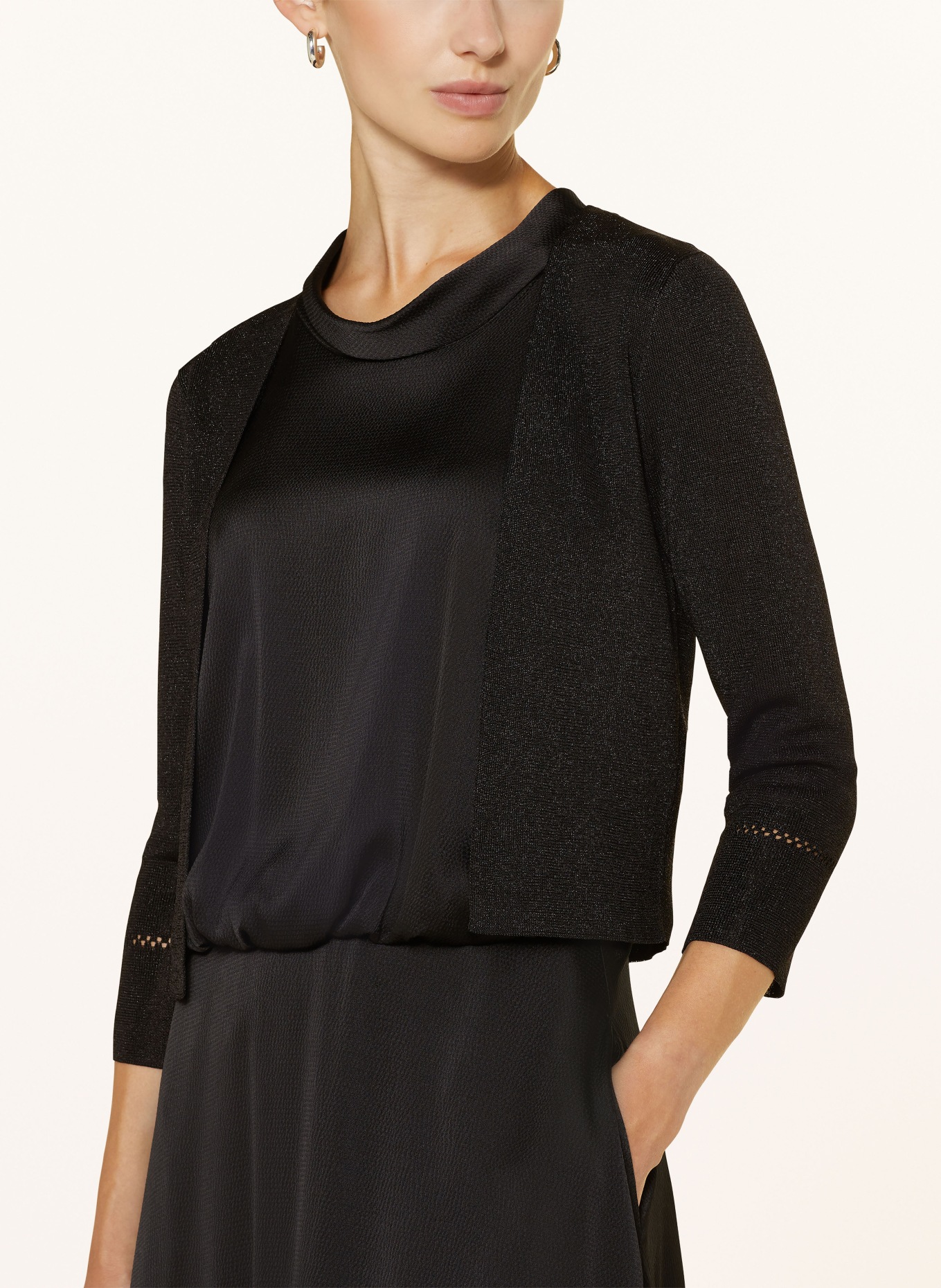 Vera Mont Strick-Bolero mit 3/4-Arm und Glitzergarn: SCHWARZ