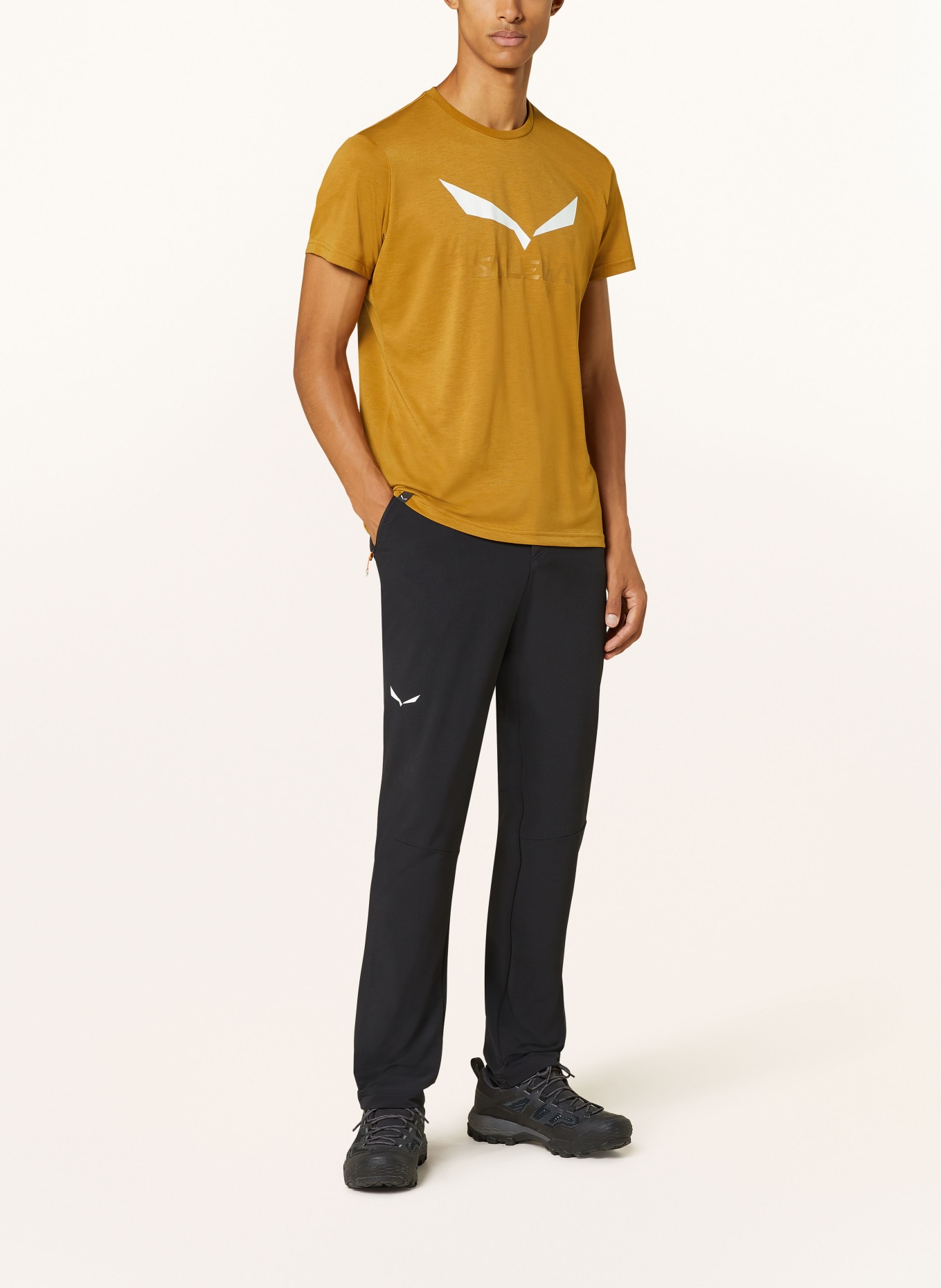 SALEWA T-shirt SOLIDLOGO DRI-RELEASE®, Color: DARK YELLOW (Image 2)