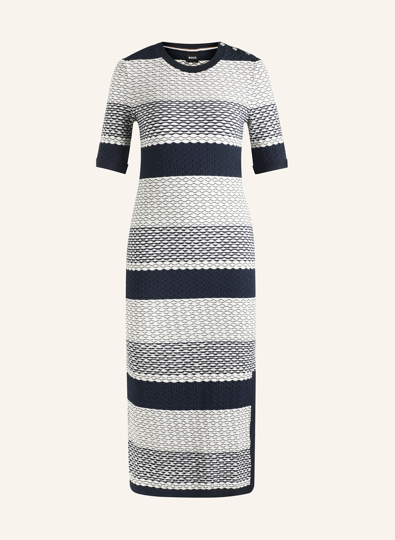 BOSS Knit dress ETANAH: DARK BLUE / WHITE