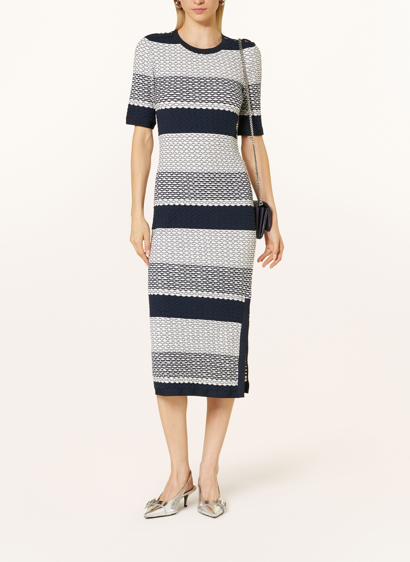 BOSS Knit dress ETANAH: DARK BLUE / WHITE