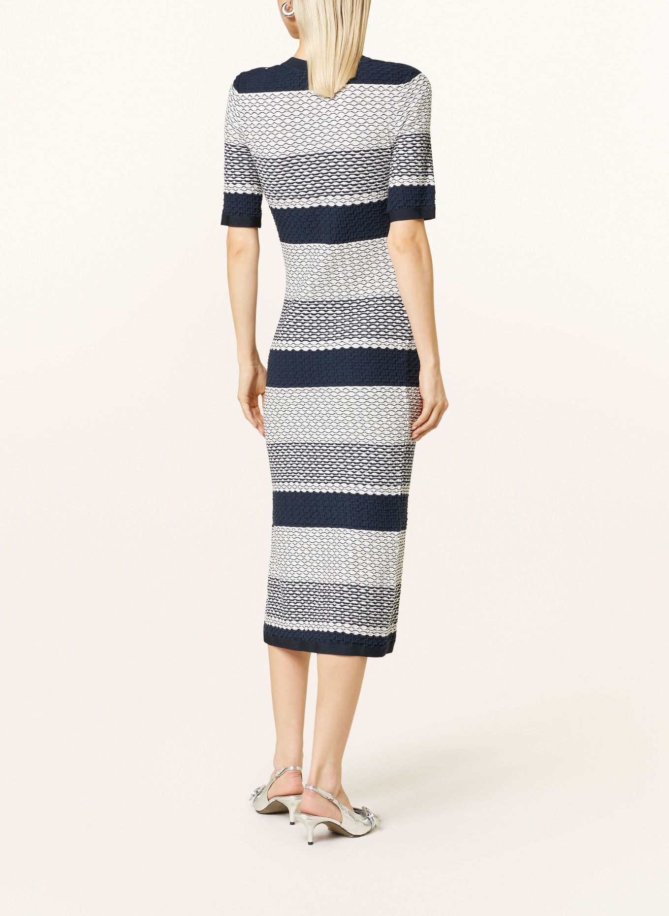 BOSS Knit dress ETANAH: DARK BLUE / WHITE