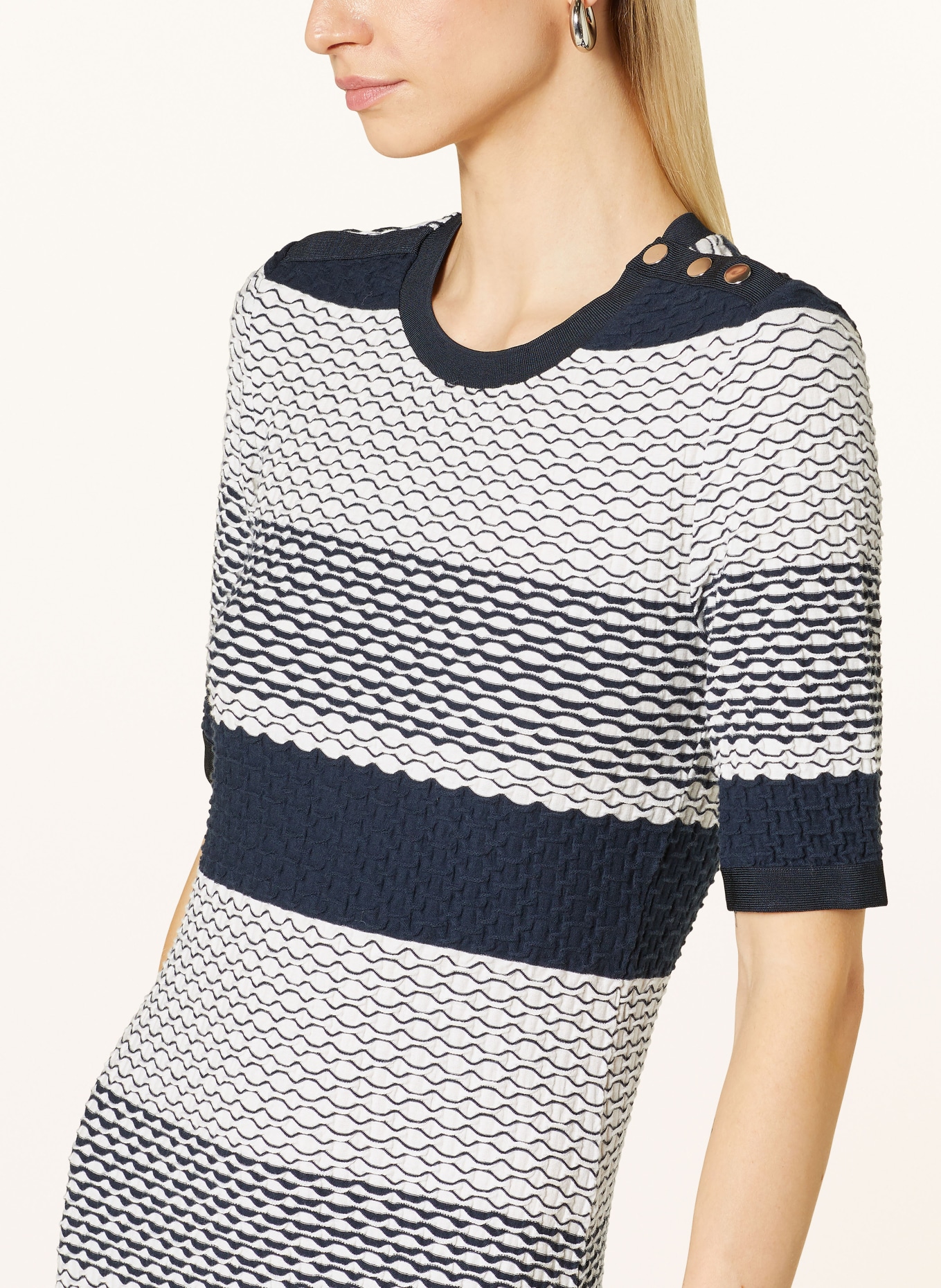 BOSS Knit dress ETANAH: DARK BLUE / WHITE