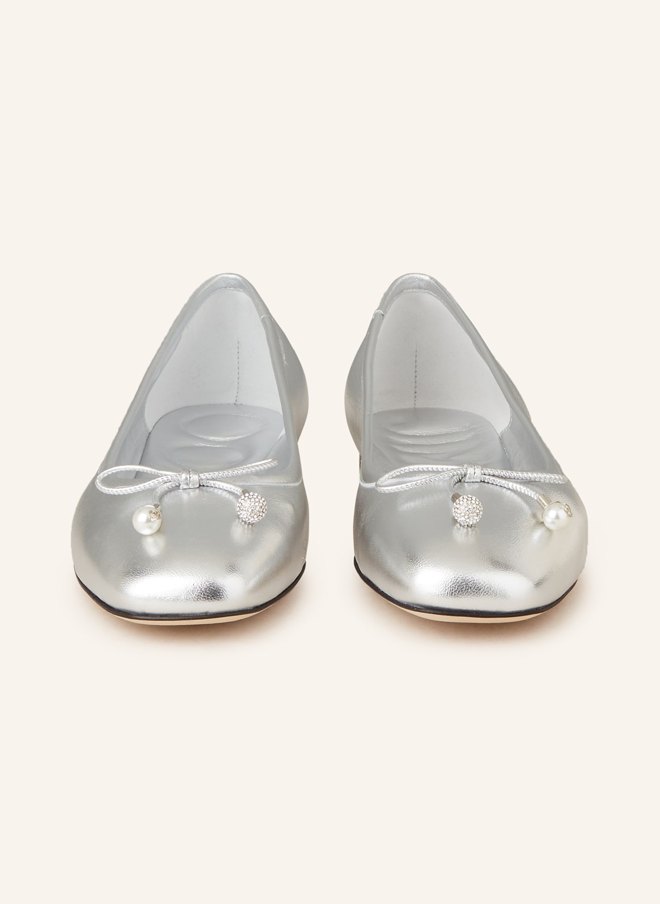 JIMMY CHOO Ballerinas ELME mit Schmucksteinen und Perlen: SILBER