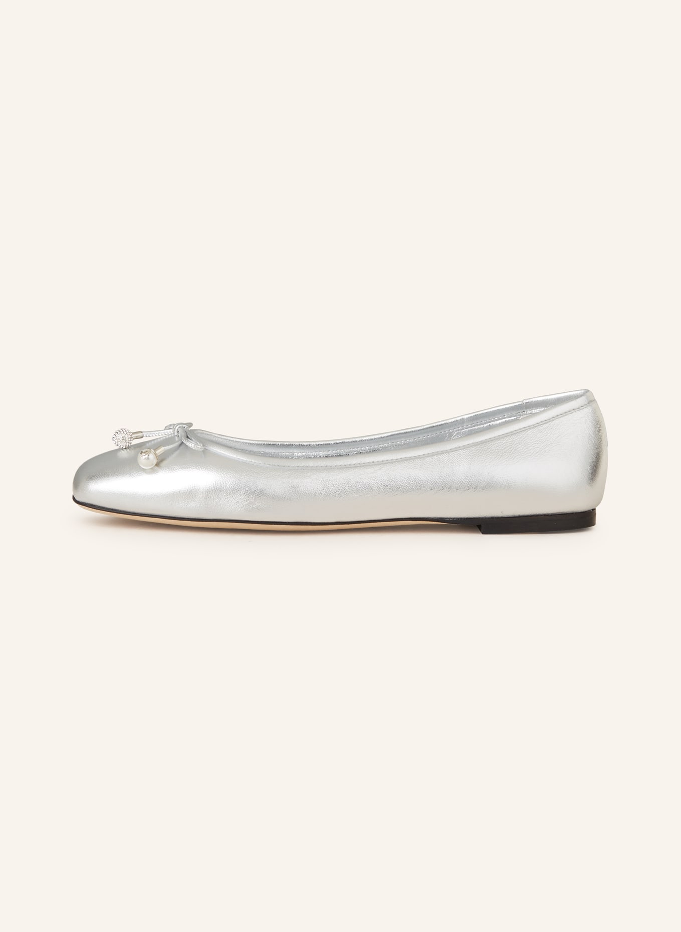 JIMMY CHOO Ballerinas ELME mit Schmucksteinen und Perlen: SILBER