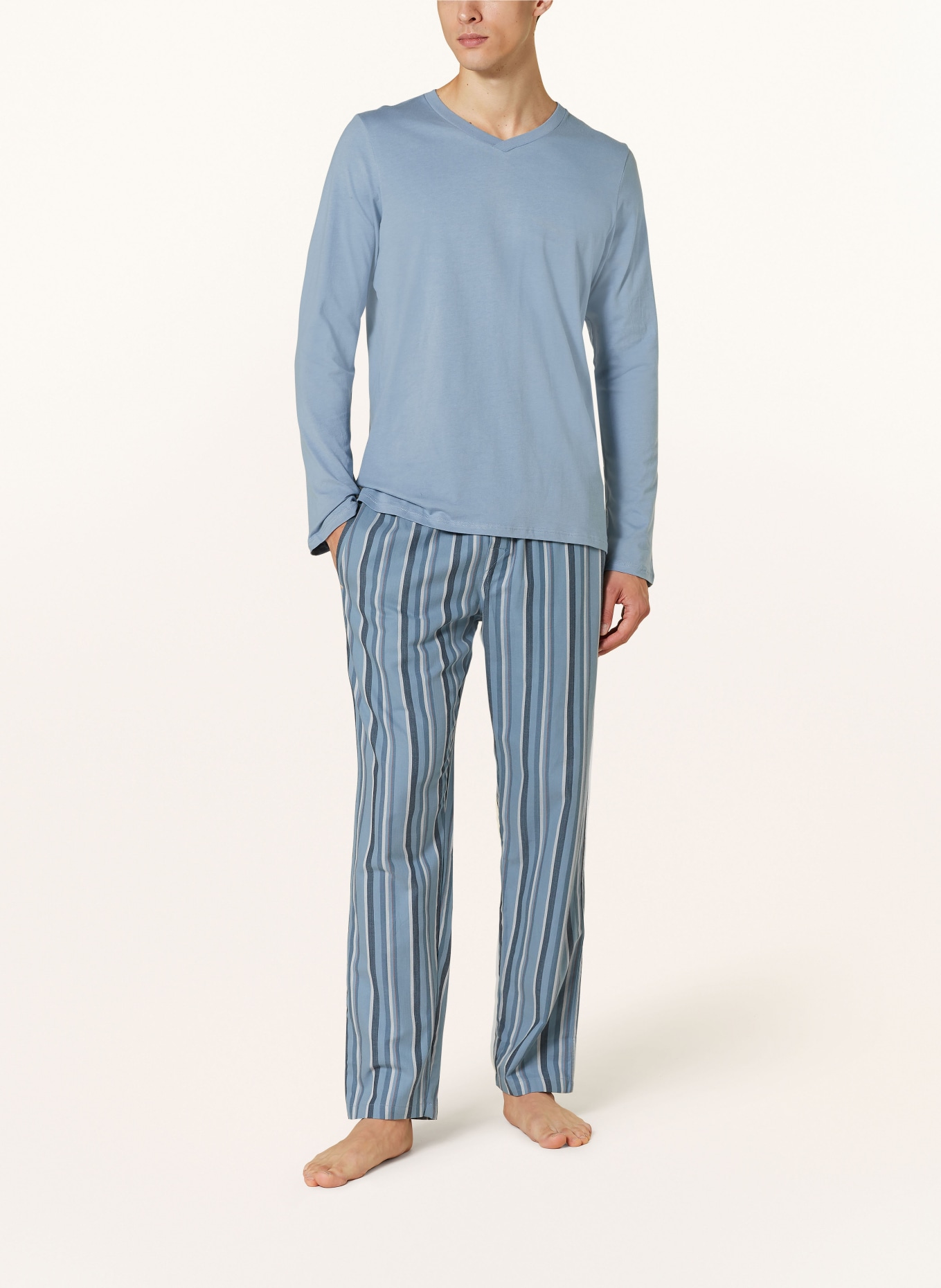 SCHIESSER Schlafhose MIX+RELAX: BLAUGRAU / BLAU / HELLGRAU