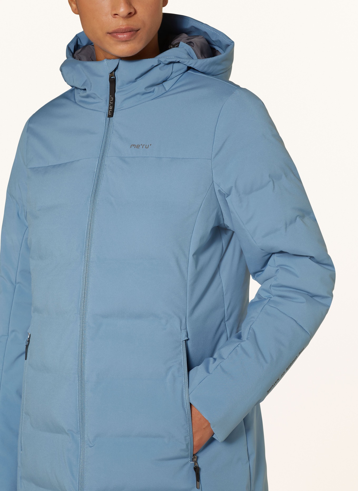 me°ru' Steppmantel UDDEVALLA: LICHTBLAUW