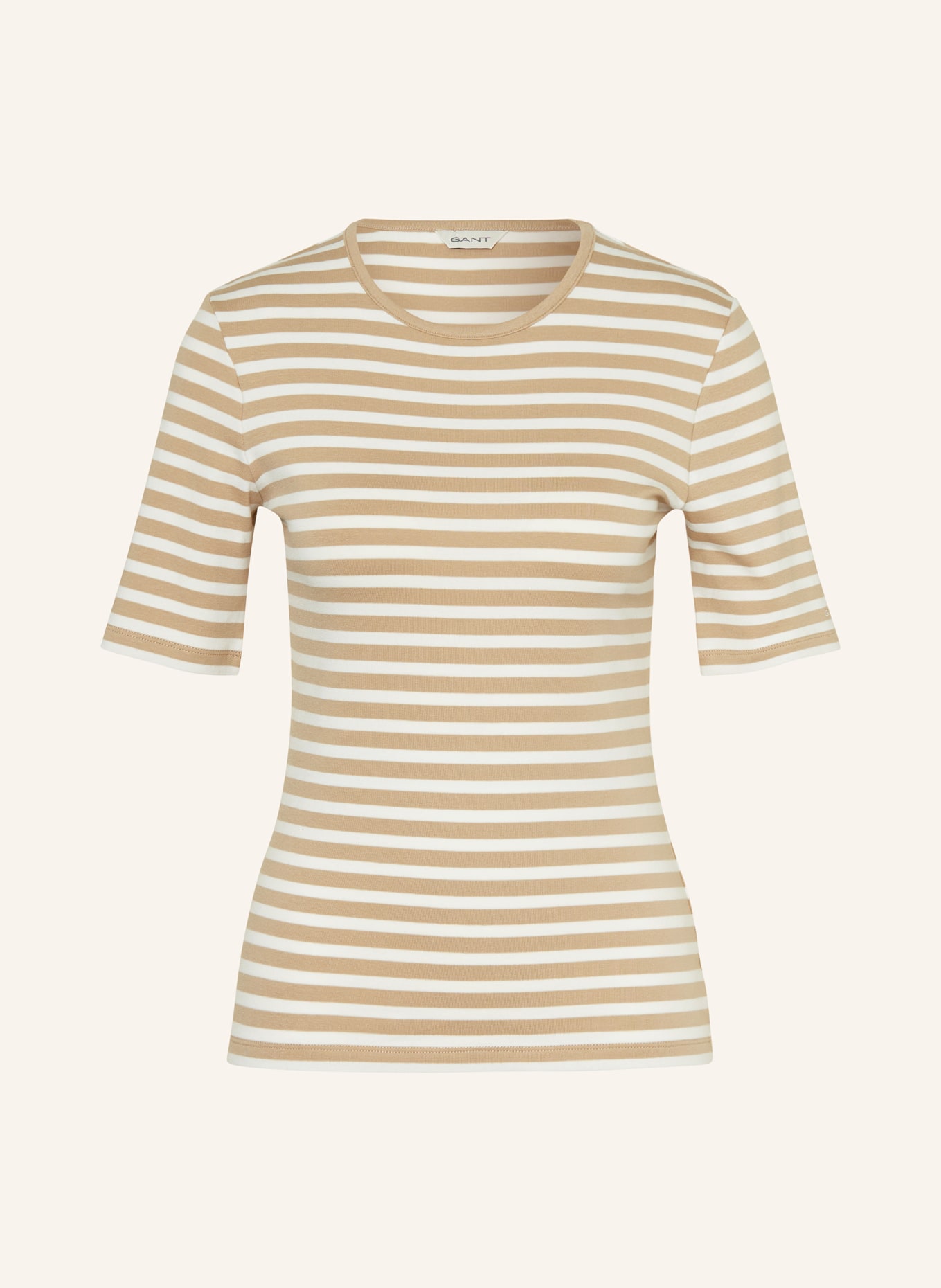GANT T-Shirt: BEIGE/ WEISS