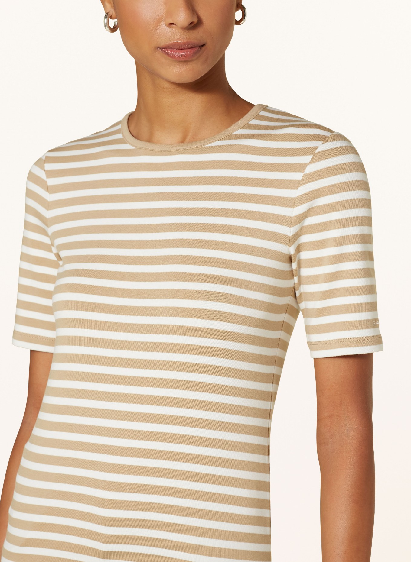 GANT T-Shirt: BEIGE/ WEISS