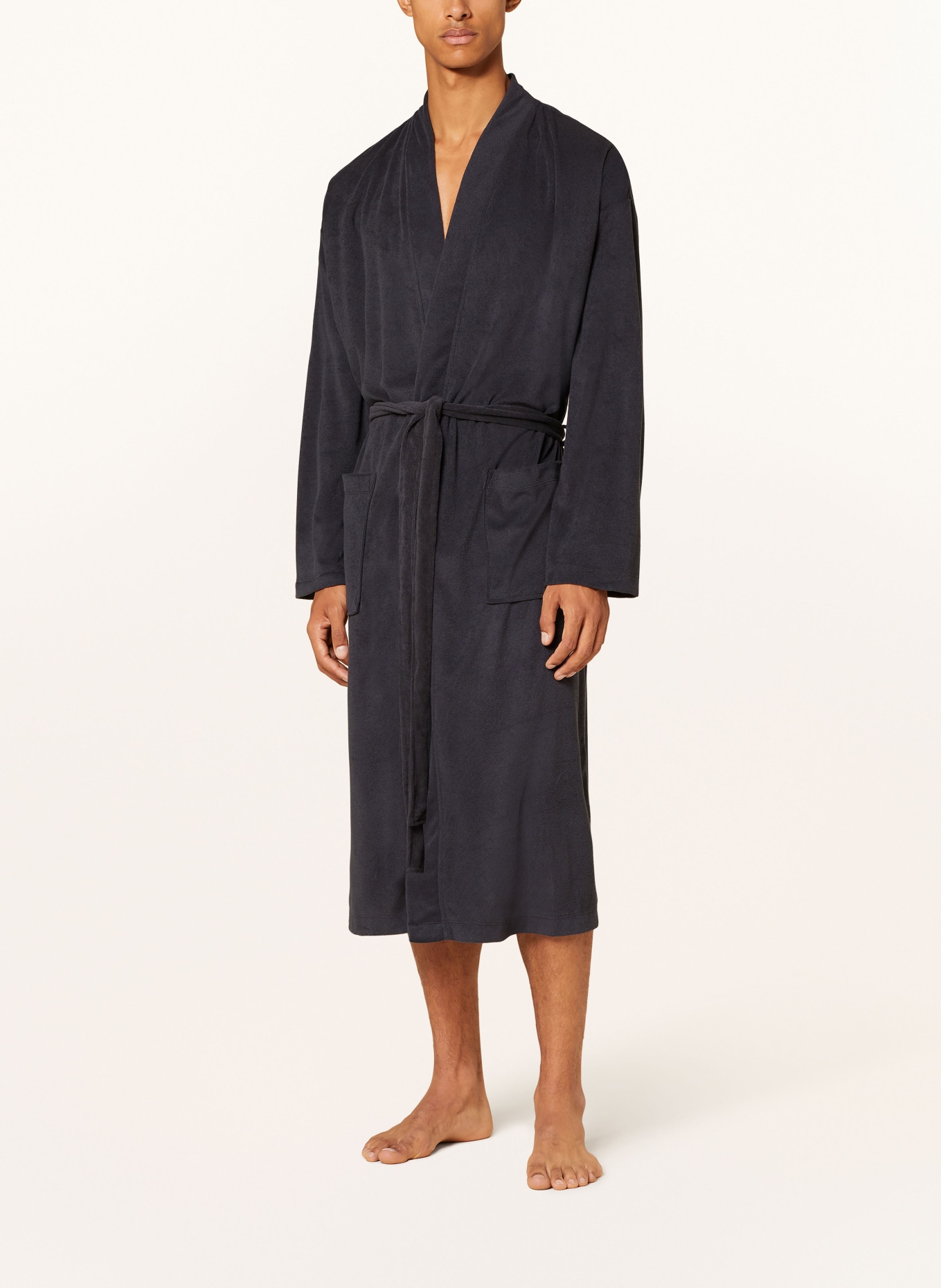 SCHIESSER Men’s bathrobe FEATHER TERRY: DARK GRAY