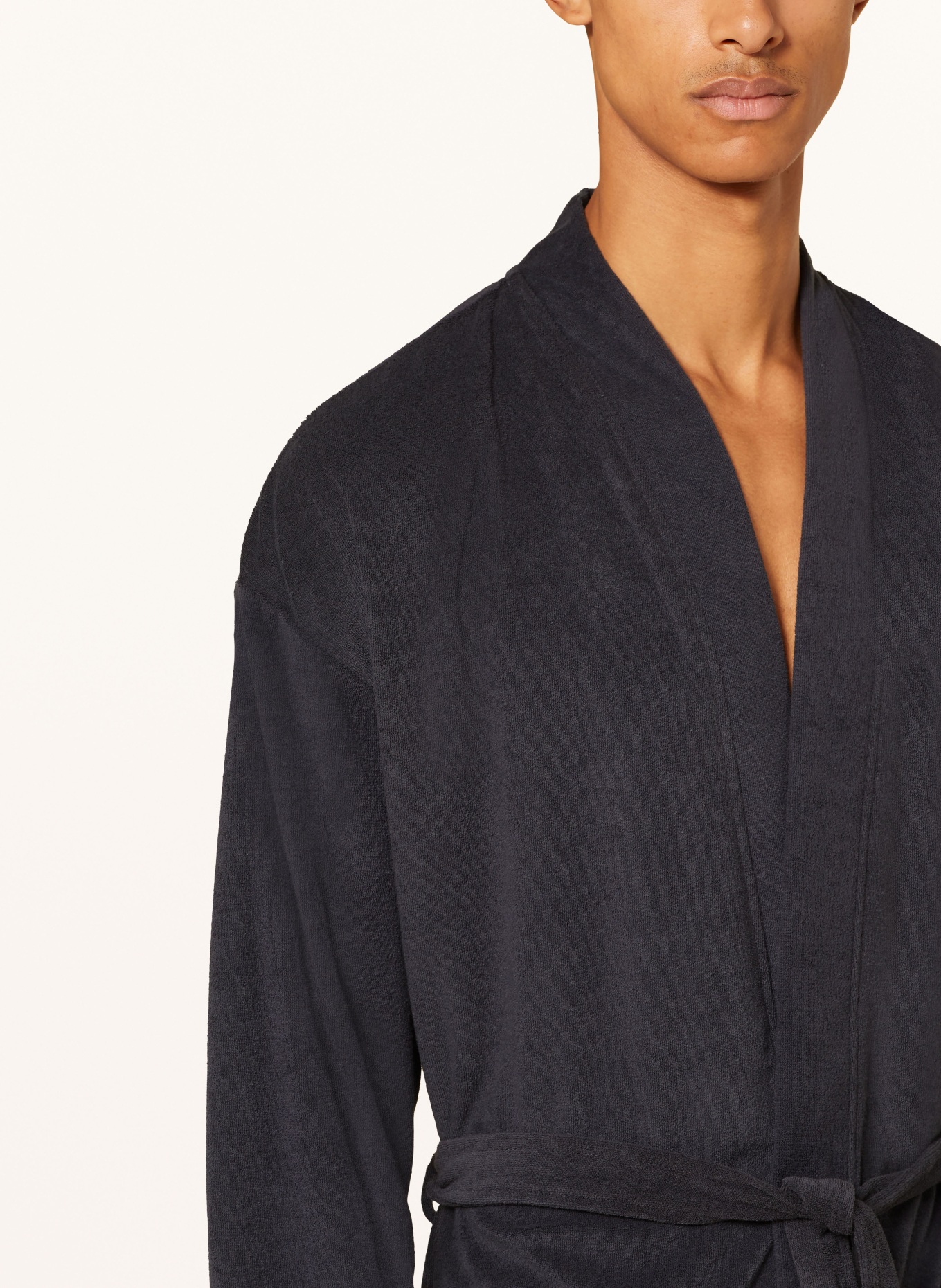 SCHIESSER Men’s bathrobe FEATHER TERRY: DARK GRAY