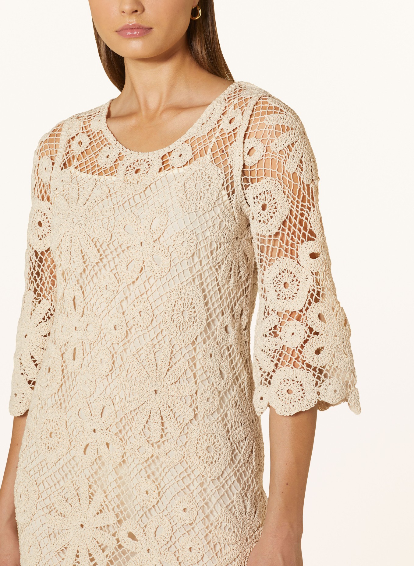 ROUGE VILA Kleid mit 3/4-Arm: ECRU