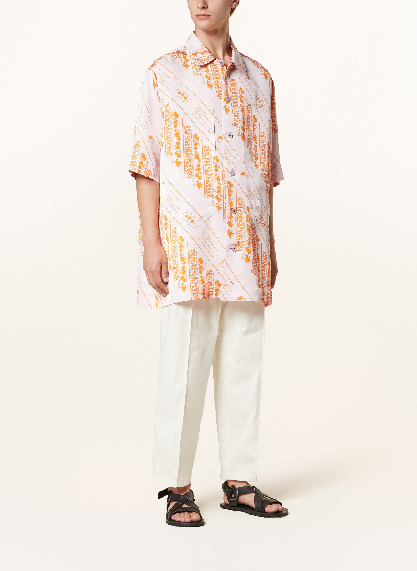 JIL SANDER Oversized-Kurzarm-Hemd Comfort Fit mit Seide: HELLROSA / ORANGE
