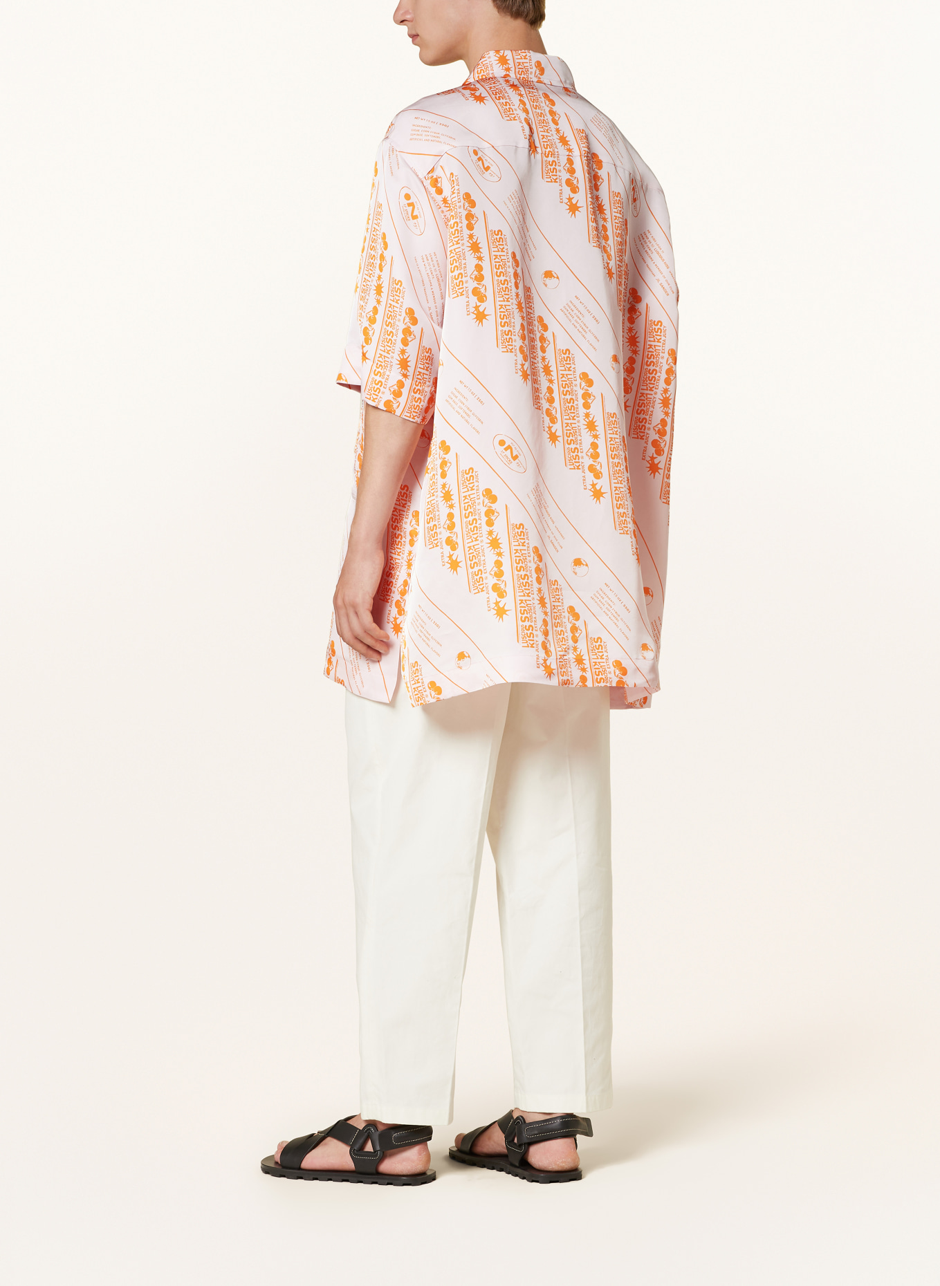 JIL SANDER Oversized-Kurzarm-Hemd Comfort Fit mit Seide: HELLROSA / ORANGE