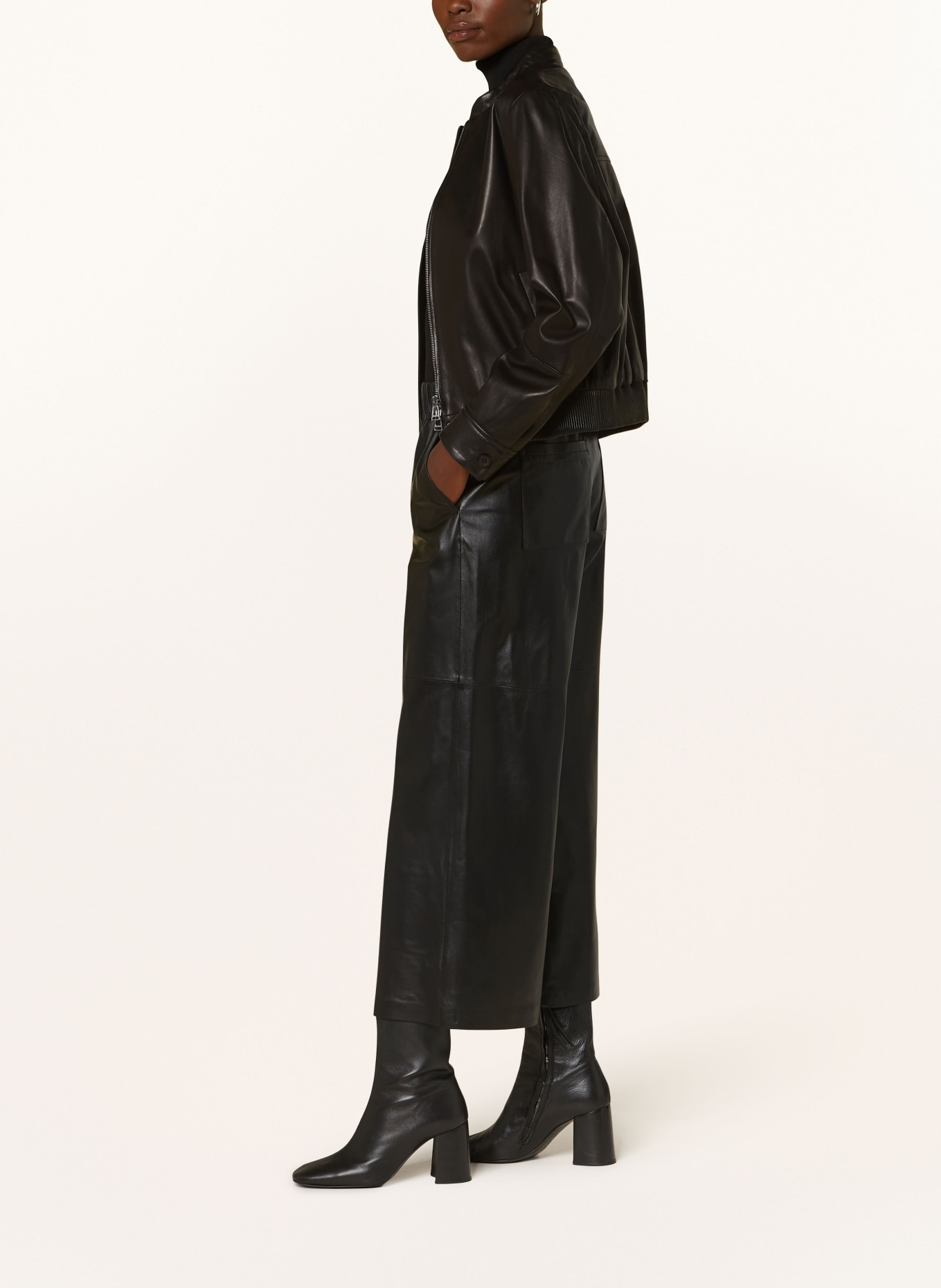 windsor. Leather culottes, Color: BLACK (Image 4)