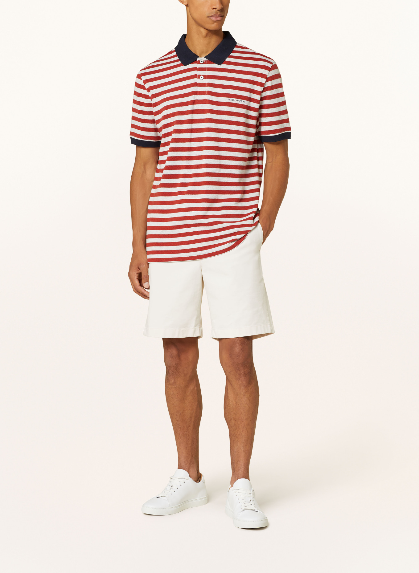 FYNCH-HATTON Polo piqué: ROUGE FONCÉ / GRIS CLAIR / BLEU FONCÉ