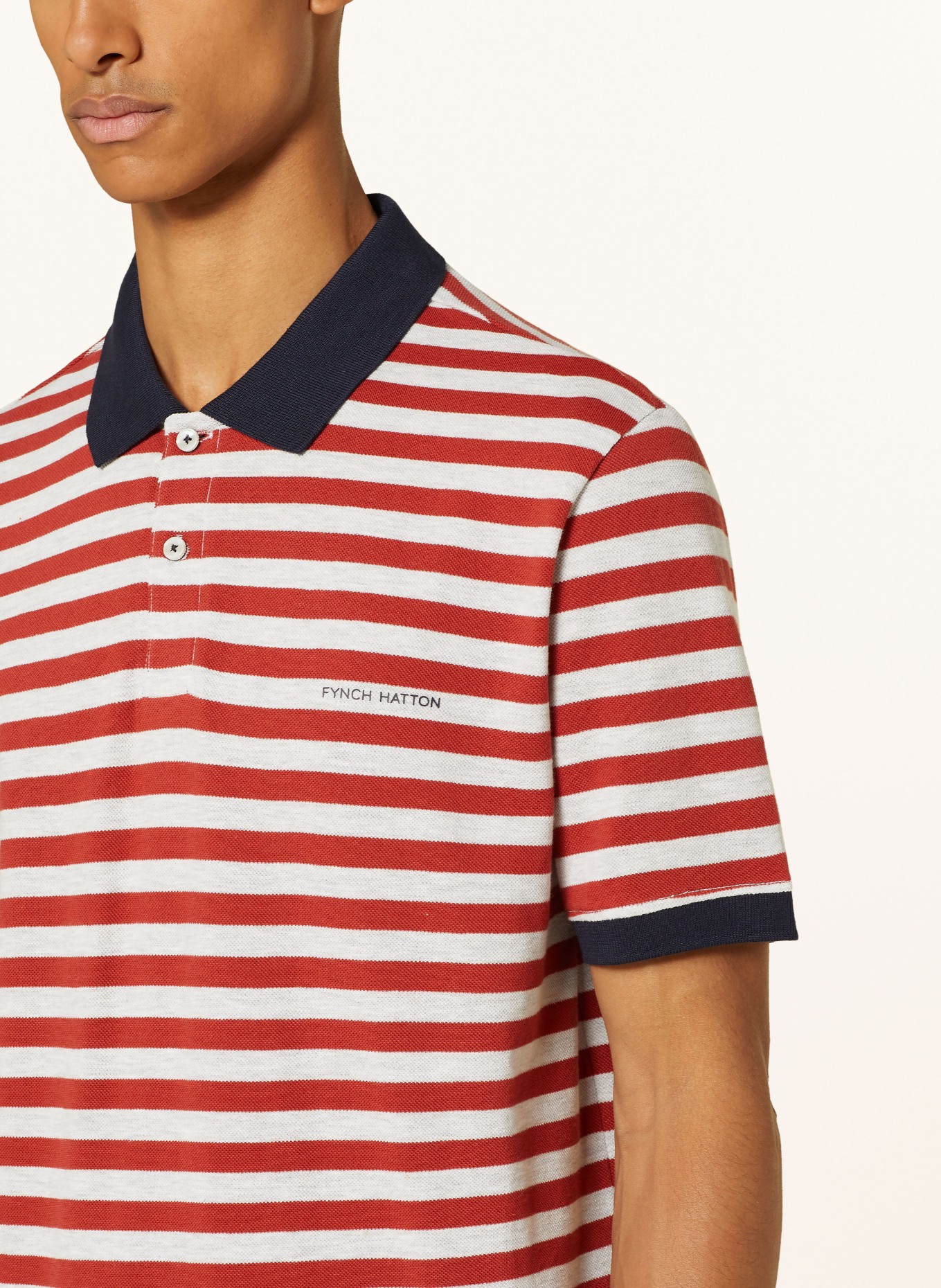 FYNCH-HATTON Polo piqué: ROUGE FONCÉ / GRIS CLAIR / BLEU FONCÉ