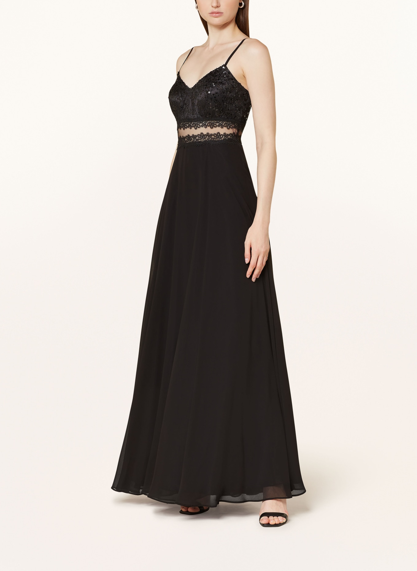 VM Vera Mont Abendkleid mit Spitze und Pailletten: SCHWARZ