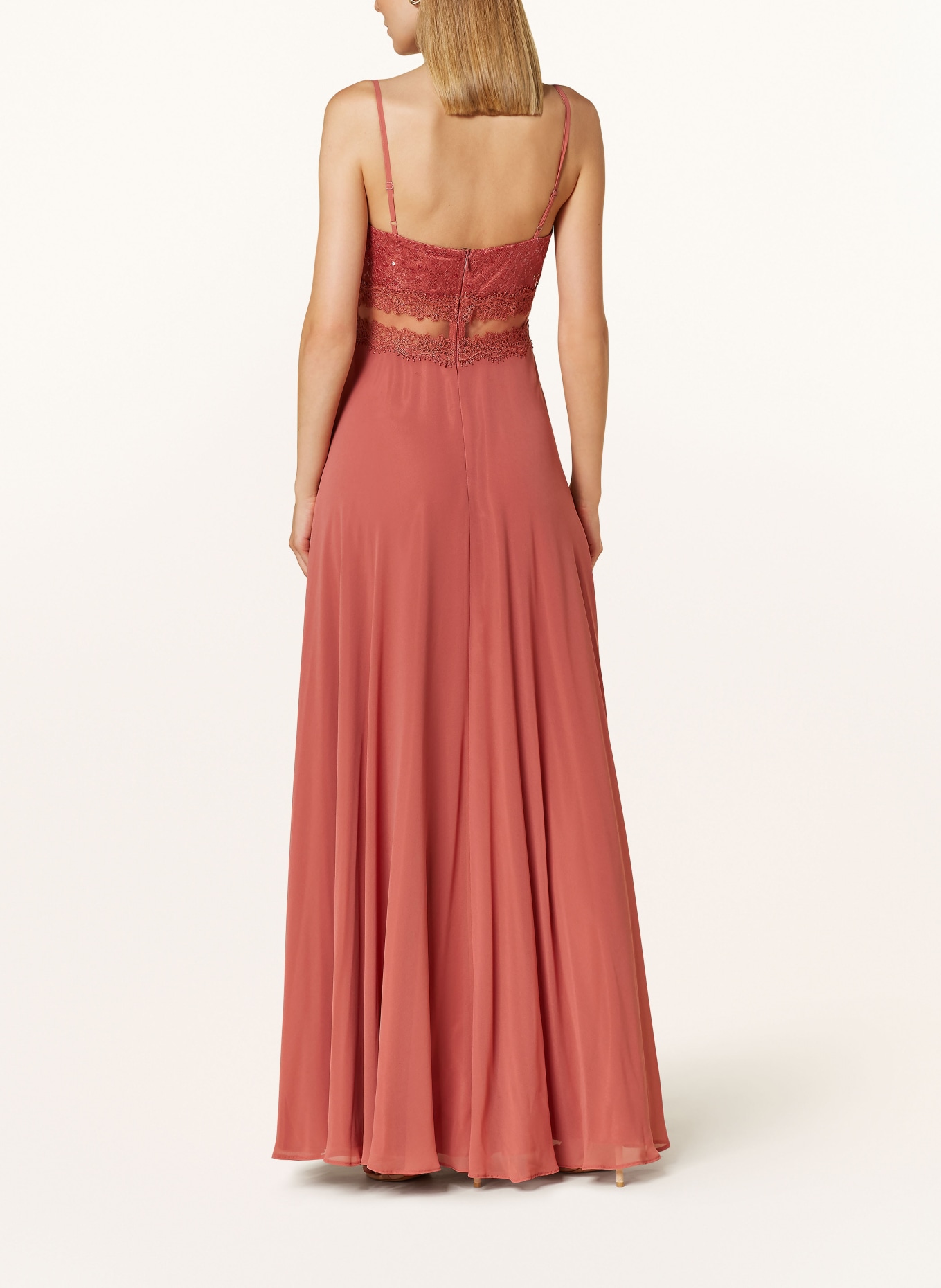 VM Vera Mont Abendkleid mit Spitze und Pailletten: HELLROT