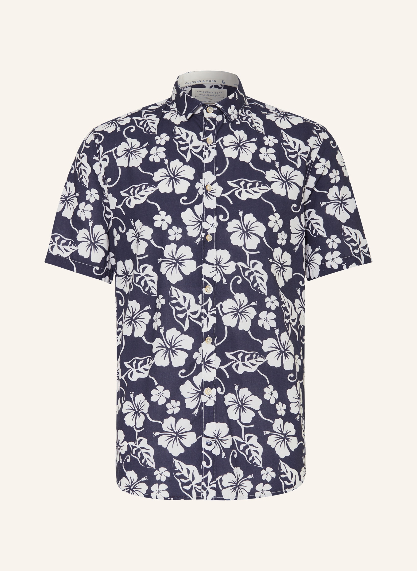 COLOURS & SONS Short sleeve shirt regular fit, Color: DARK BLUE/ WHITE (Image 1)