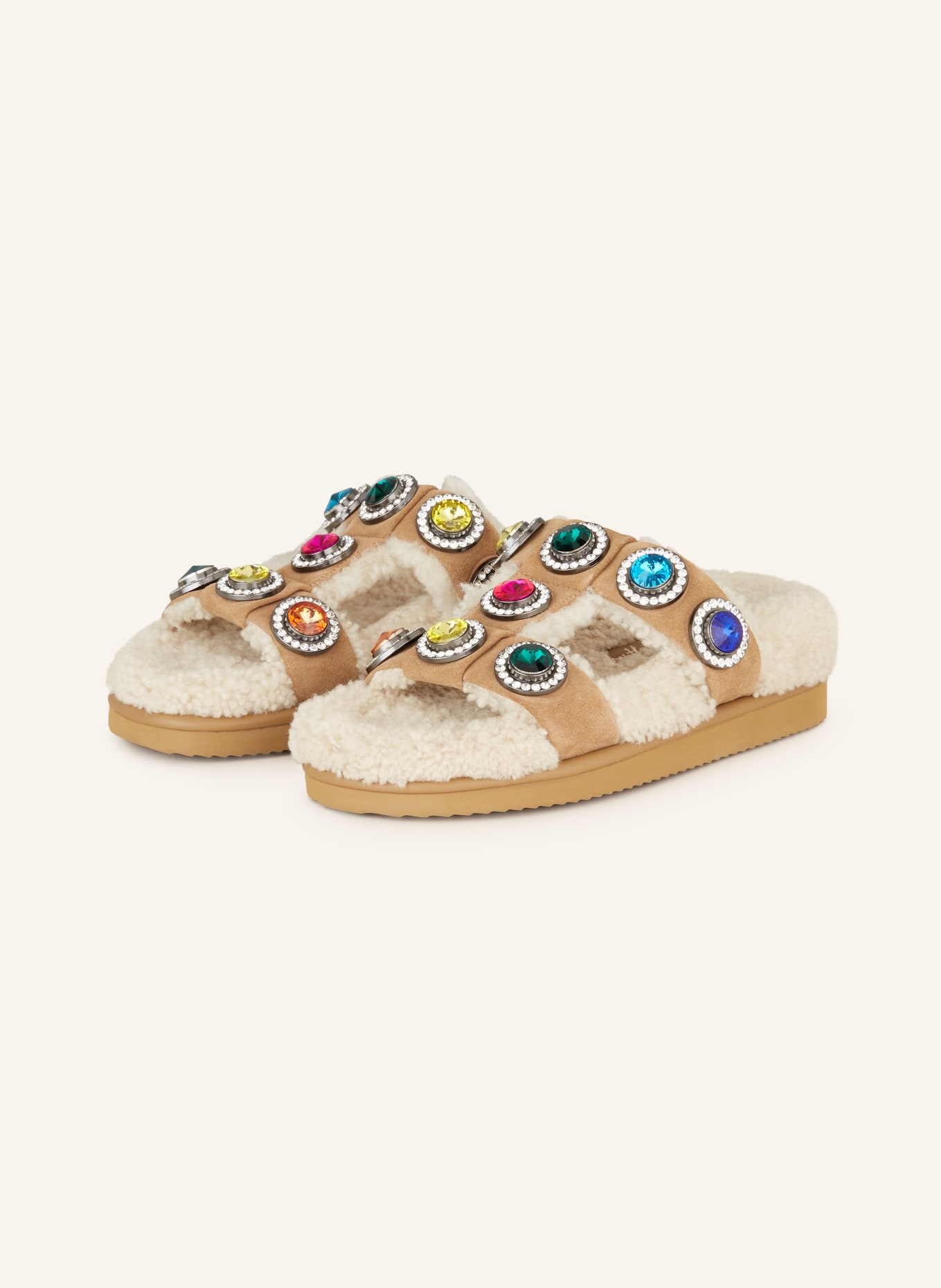 KURT GEIGER Slides ORSON with decorative gems in beige